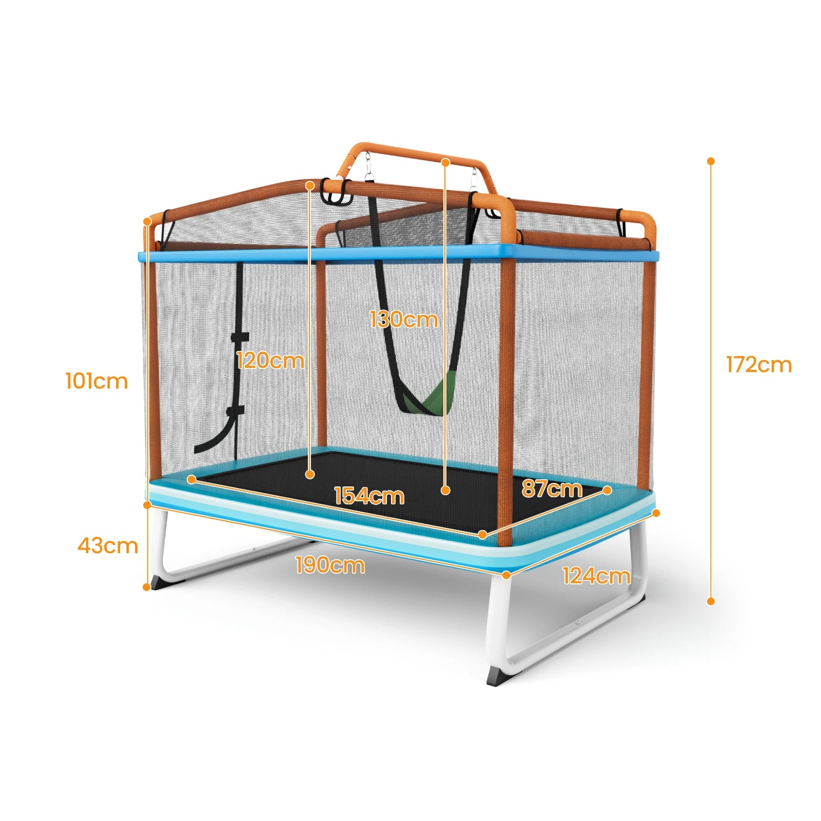 2 Costway Kids Trampoline w/Swing/Horizontal Bar Indoor Outdoor Jumping Fun Orange, 2 of 2