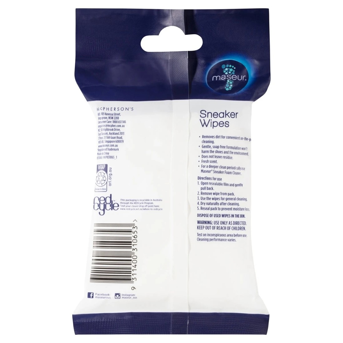 3 20 Pack Maseur Footcare Sneaker Wipes, 3 of 5