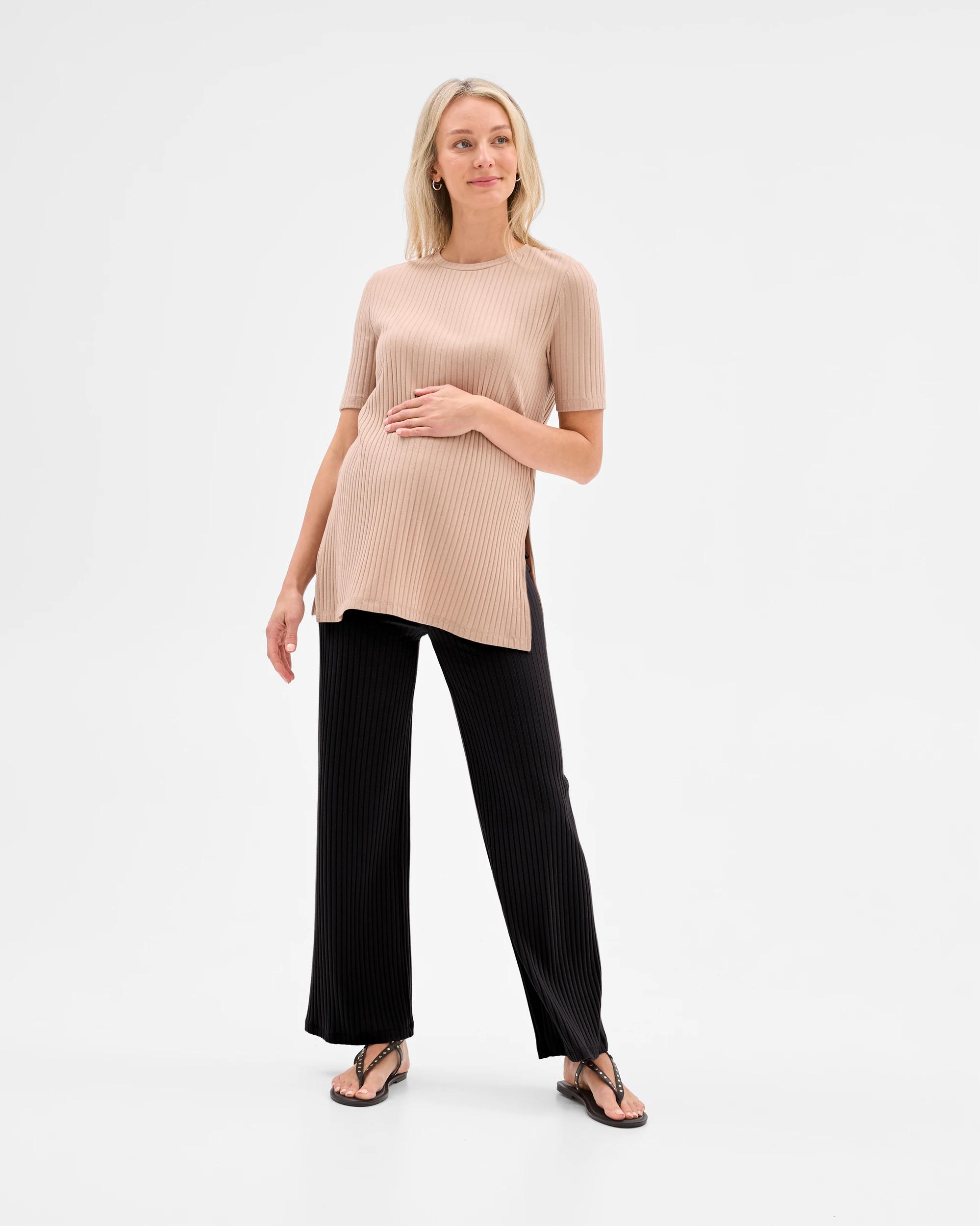 1 Target Maternity Over The Belly Rib Knit Lounge Pants BLACK, 1 of 7