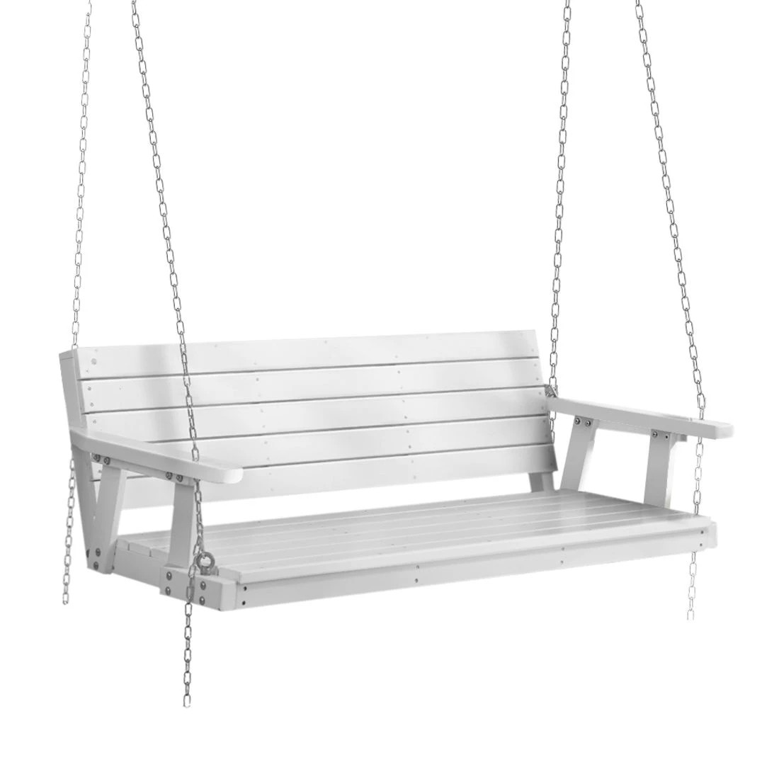 1 Gardeon Porch Swing Chair With Chain Outdoor Furniture Wooden Bench 3 Seat - White, 1 of 7