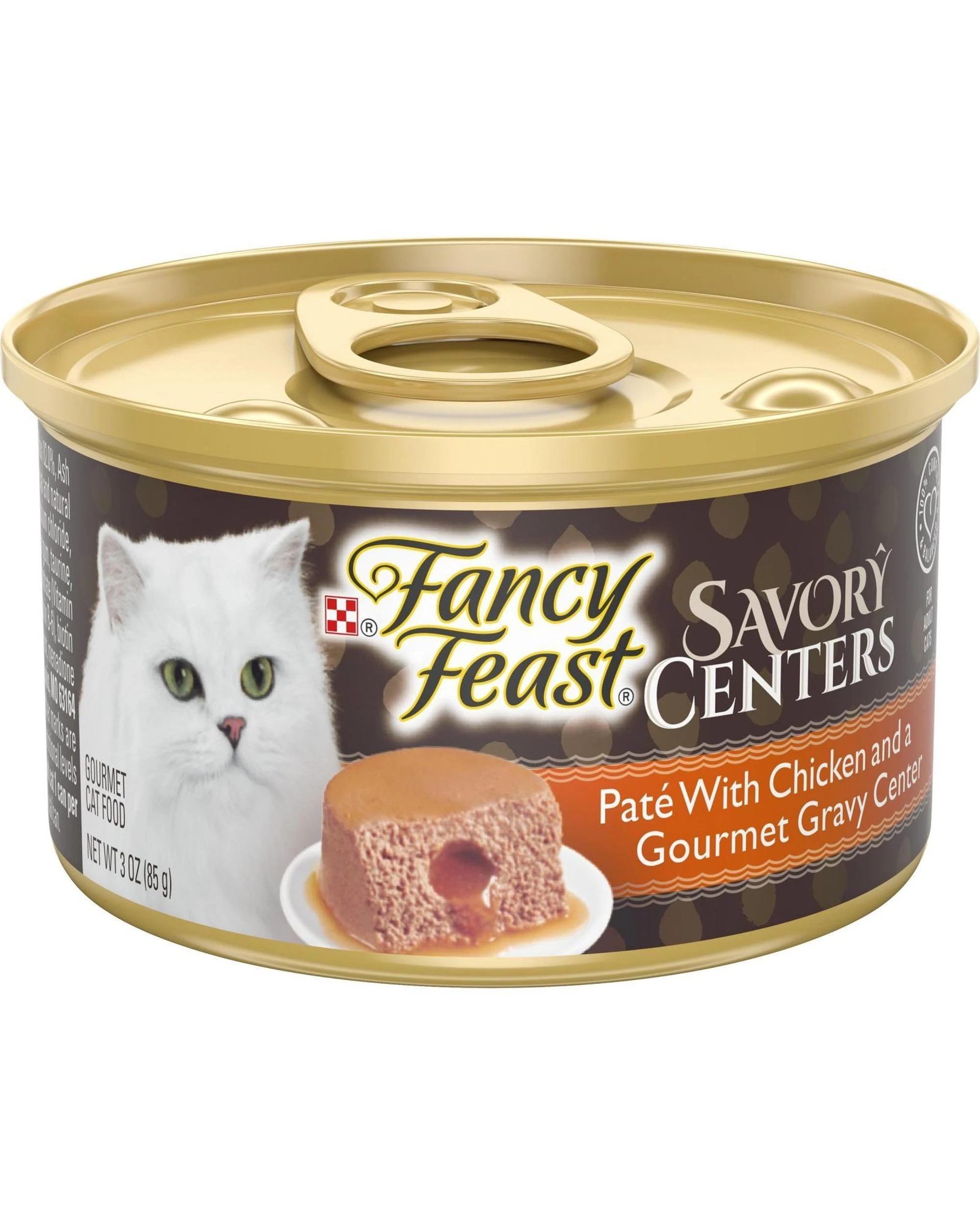 1 Fancy Feast Savory Center Wet Cat Food Pate w/ Chicken & Gourmet Gravy 24 x 85g, 1 of 1