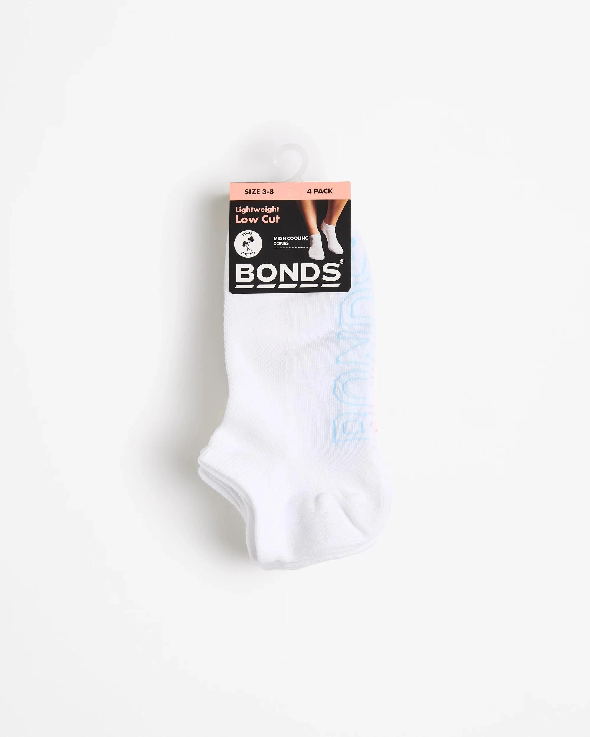3 Women's Cotton Blend Logo Lightweight Low Cut Socks 4 Pack - Bonds WHITE, 3 of 3