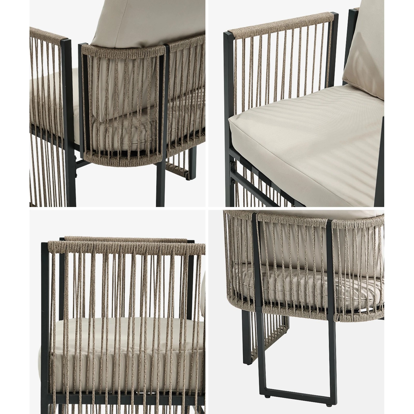 5 Livsip 2 Pieces Outdoor Patio Chair Bistro Lounge with Cushions Woven Rope - Multi, 5 of 8