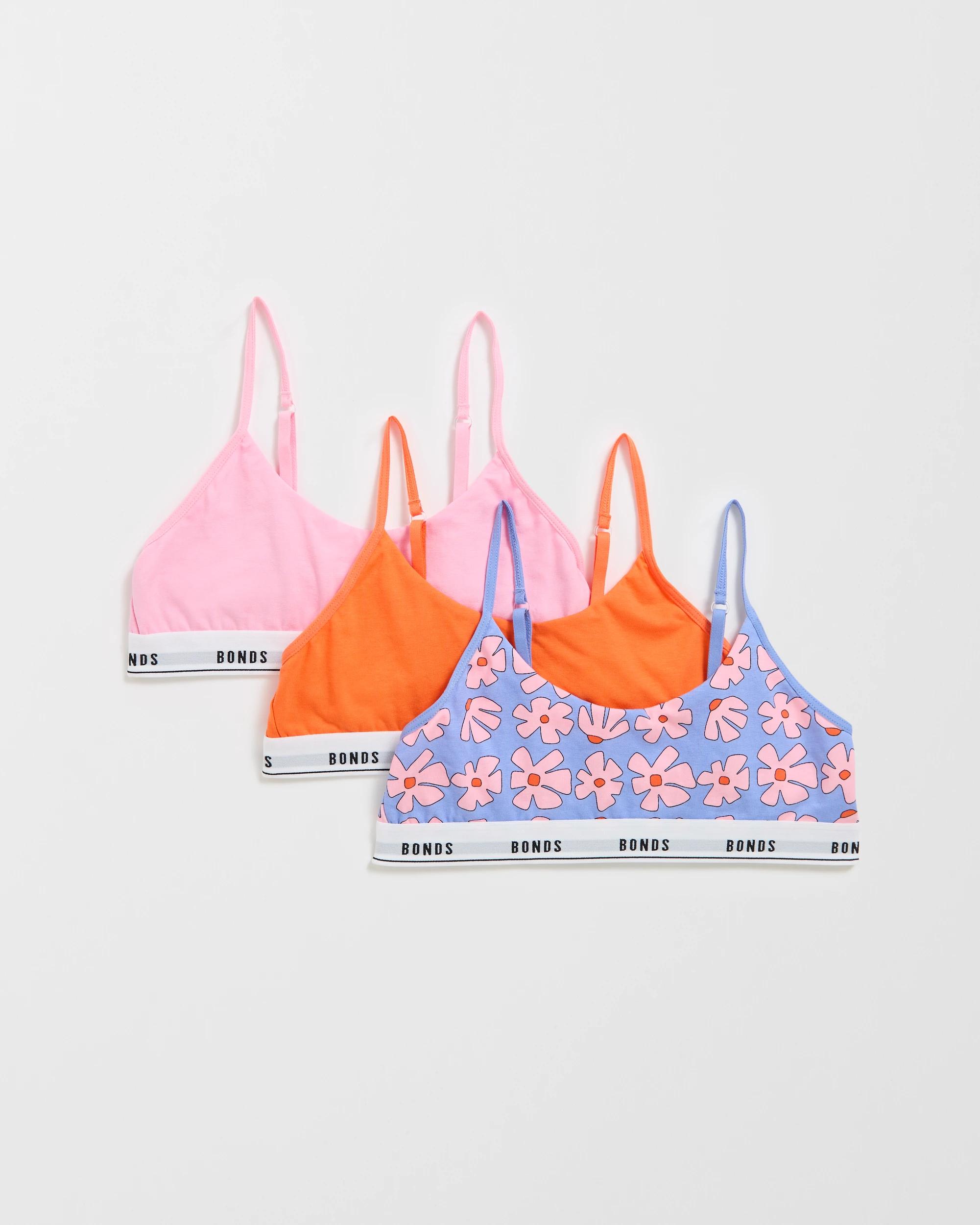 1 Bonds 3 Pack Girls Hipster Scoop Crop Tops FRAMED IN FLOWERS, 1 of 1