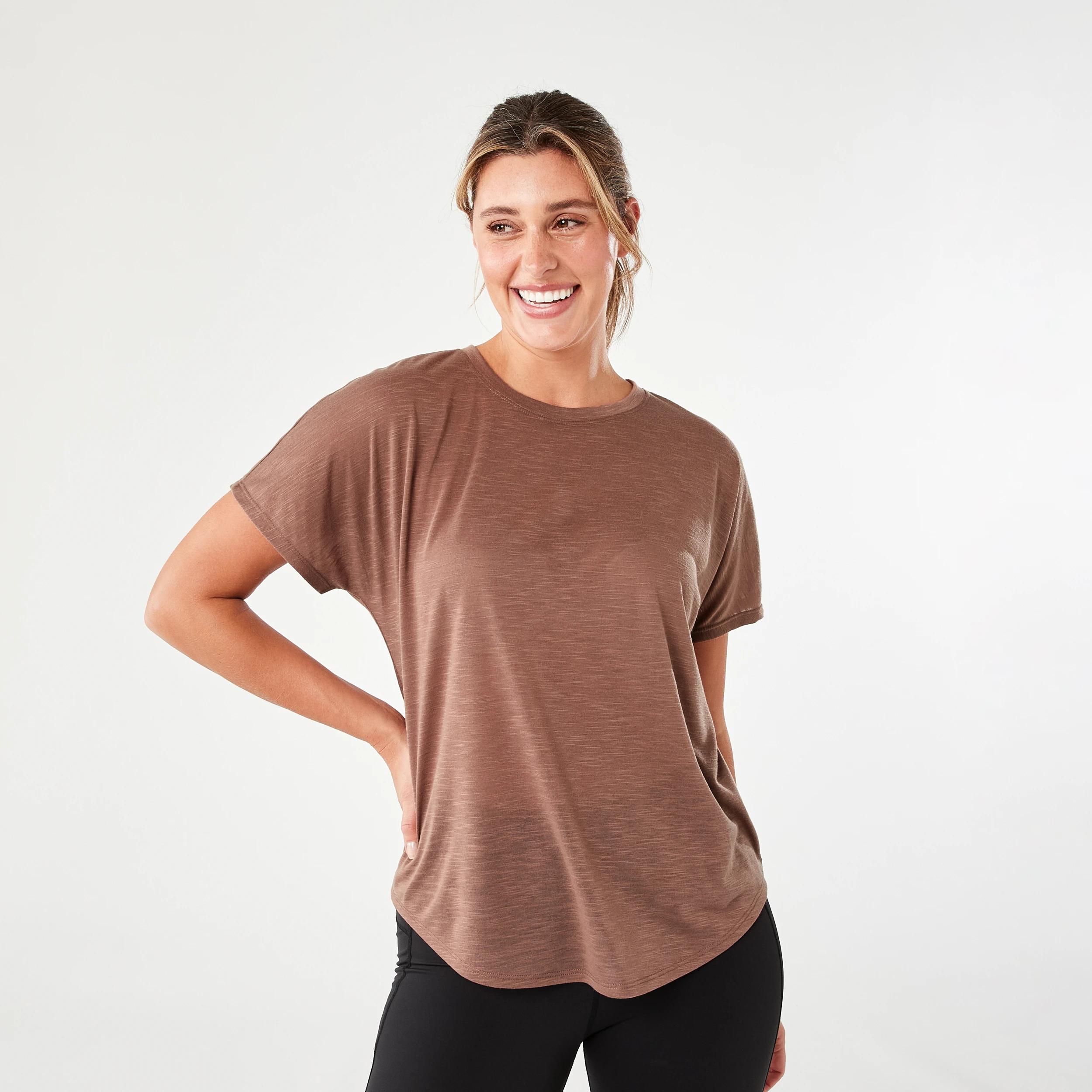 1 Active Womens Relax Sleeve T-shirt NUTMEG, 1 of 5