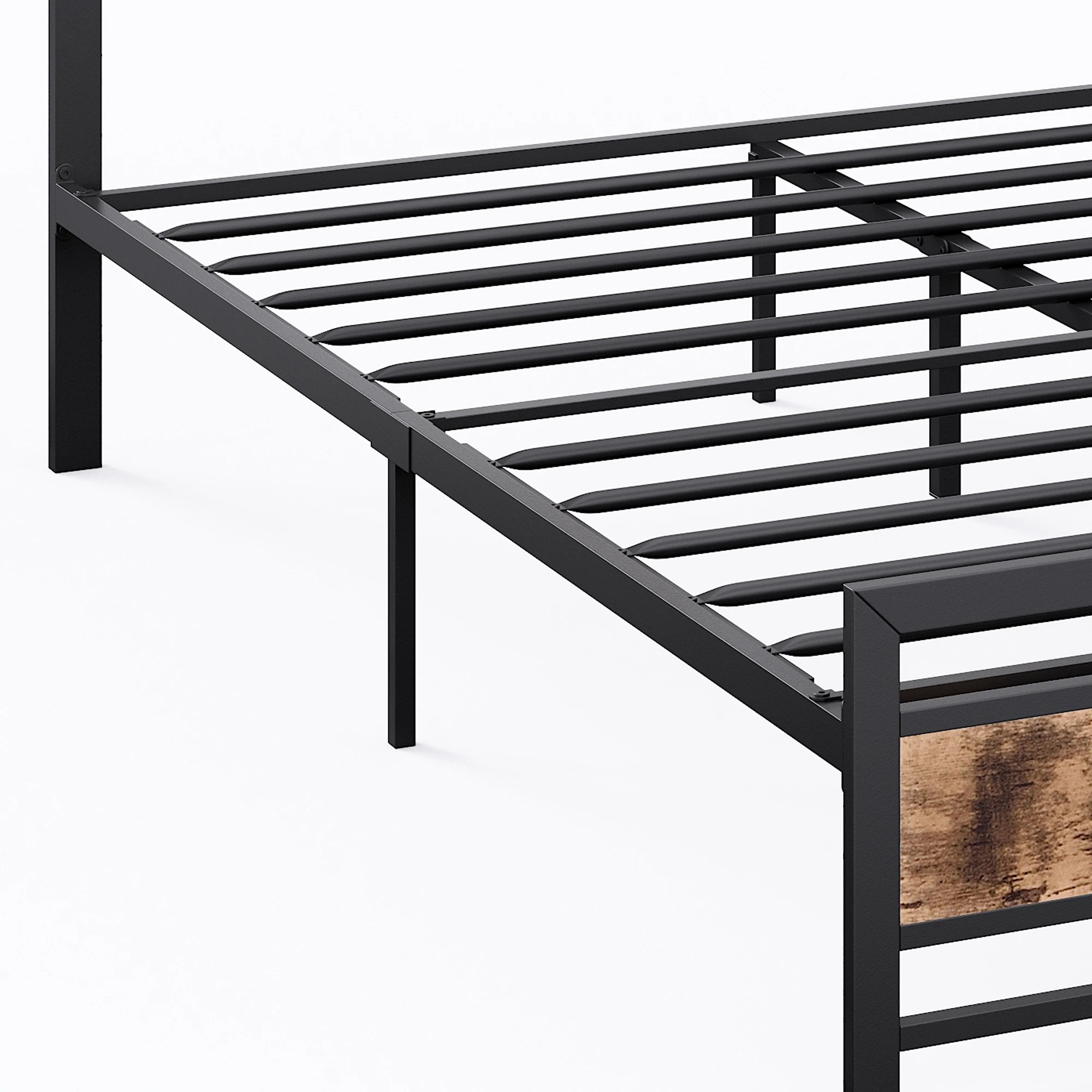 6 Metal Bed Frame Mattress Base Set Wood King Double Queen Pocket Spring HD Foam Q, 6 of 7