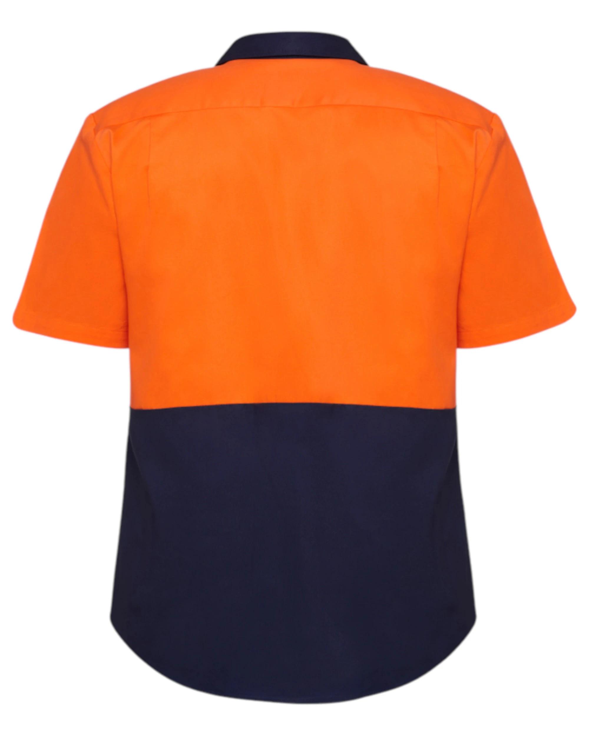 6 Hard Yakka 3 Pack Core Hi Vis 2 Tone Short Sleeve Lightweight Vented Shirt ORANGE/NAVY, 6 of 6