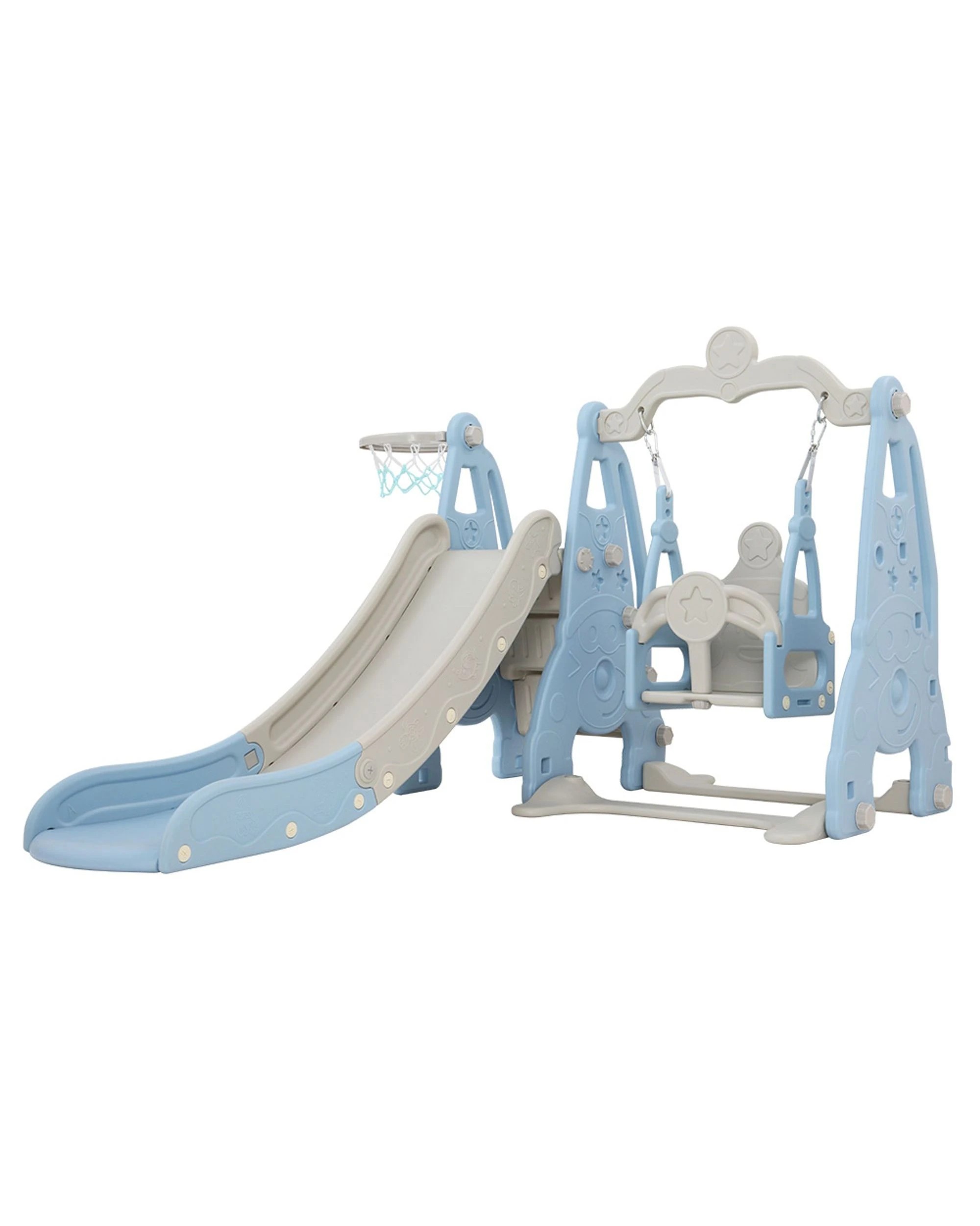 1 Keezi Kids Slide Swing Set Basketball Hoop Outdoor Playground Toys 170cm - Blue, 1 of 7