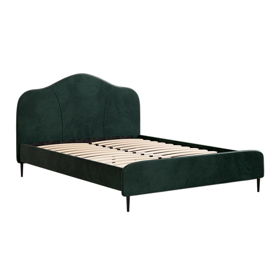 1 Artiss Bed Frame Queen Size Velvet Dark Green OLAN - Green, 1 of 6