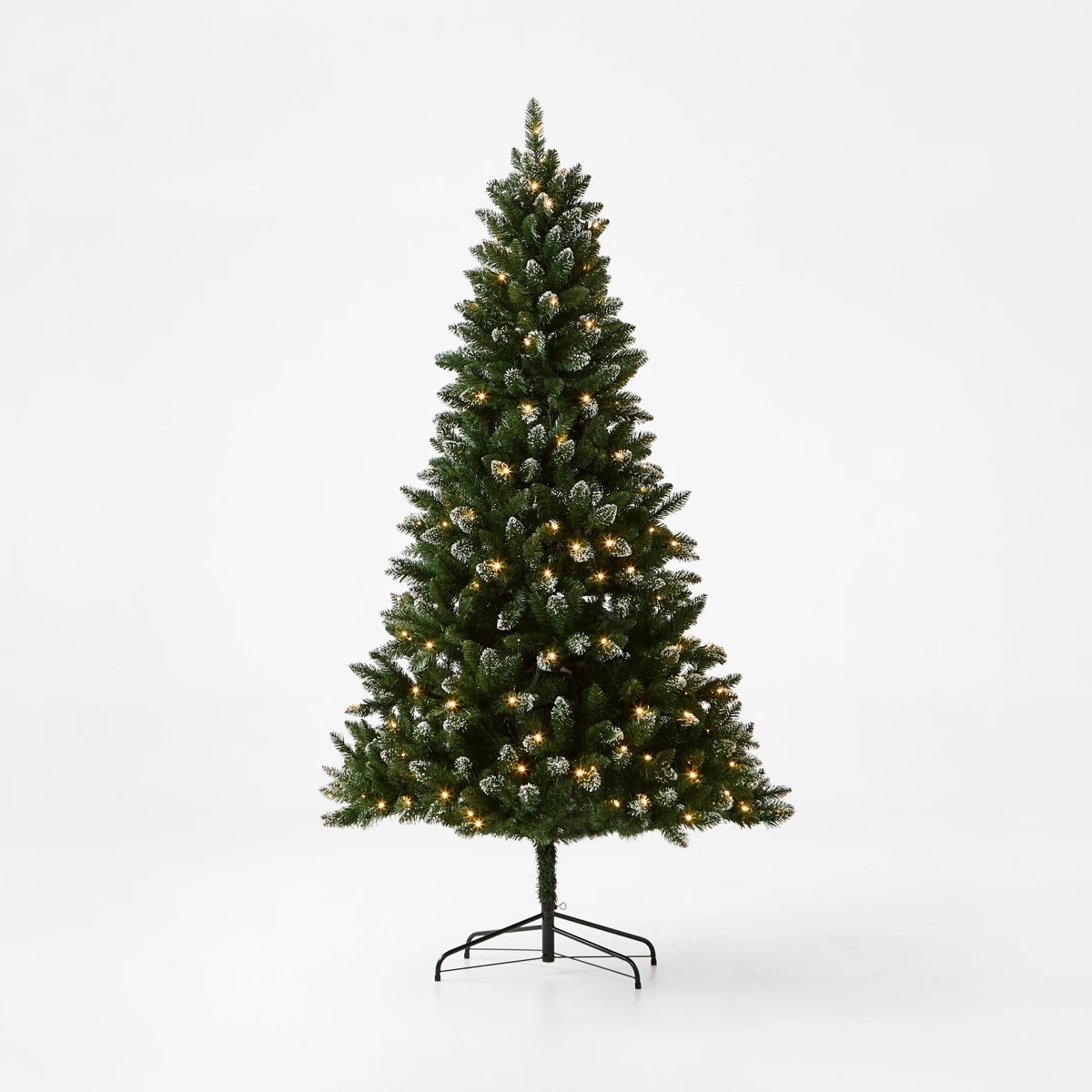 1 2.13m (7ft) Flocked Pine Prelit Christmas Tree, 1 of 7