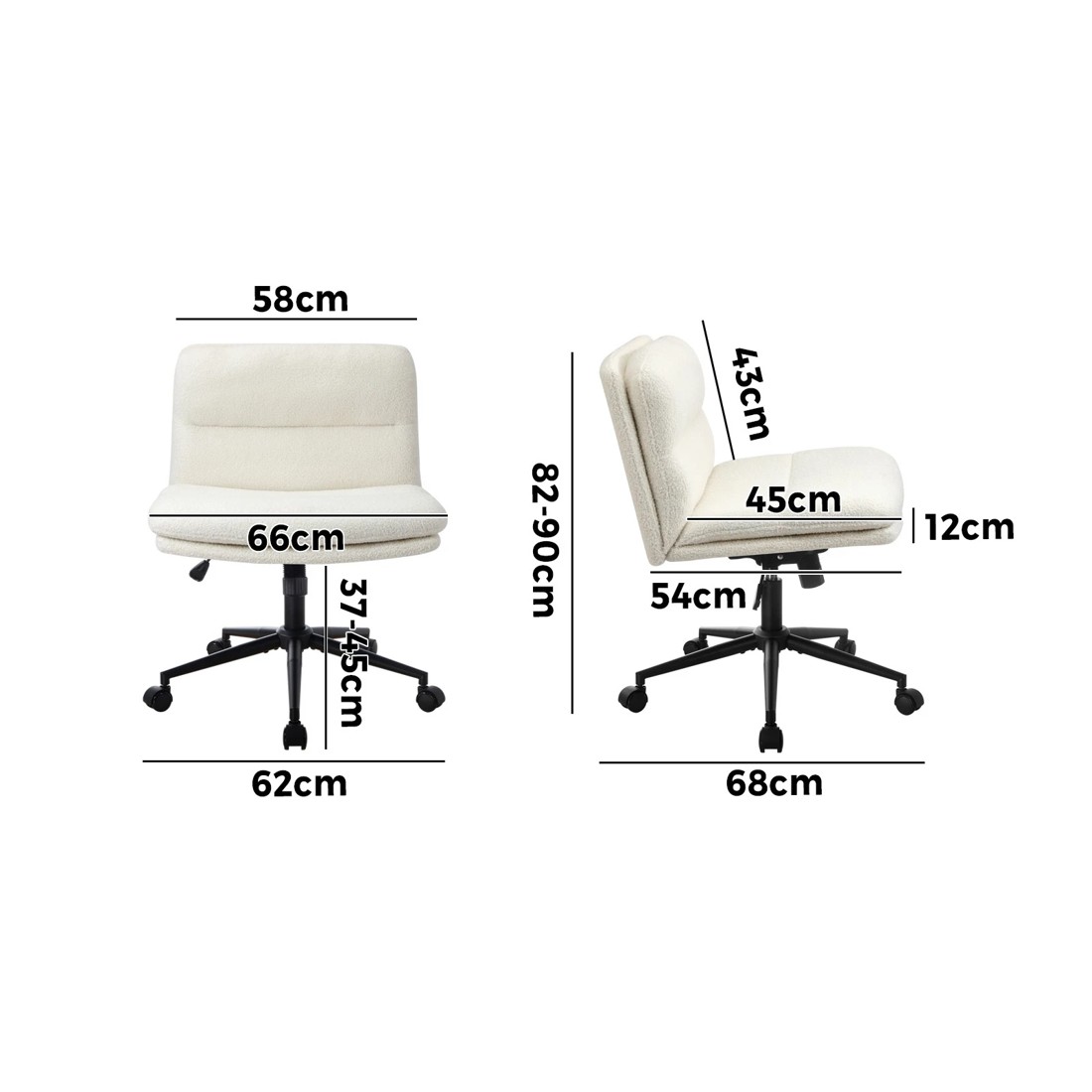 10 Oikiture Armless Office Desk Chair Boucle
 - White, 10 of 10