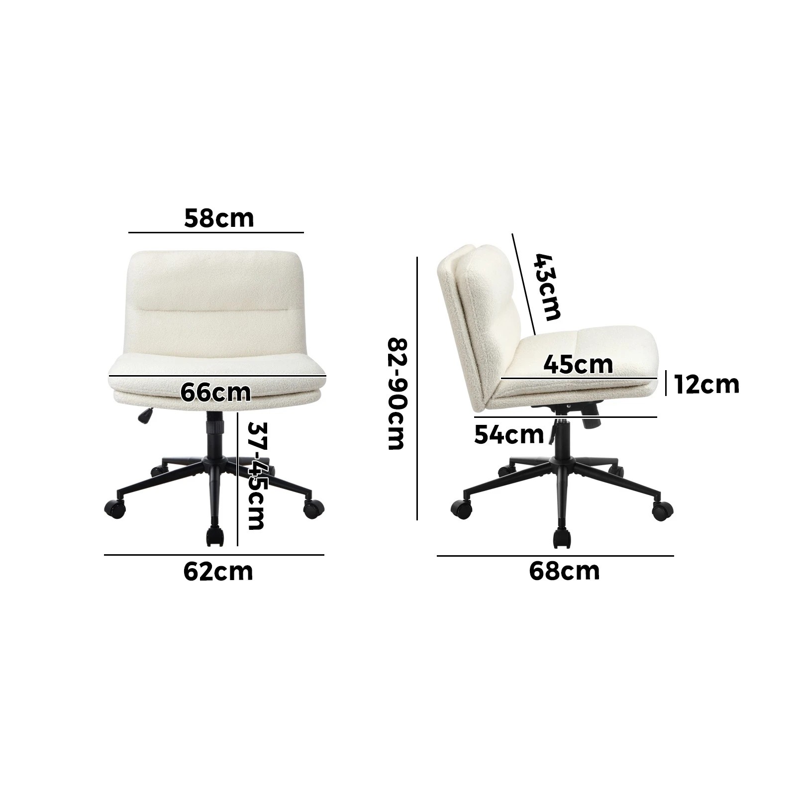 10 Oikiture Armless Office Desk Chair Boucle
 - White, 10 of 10