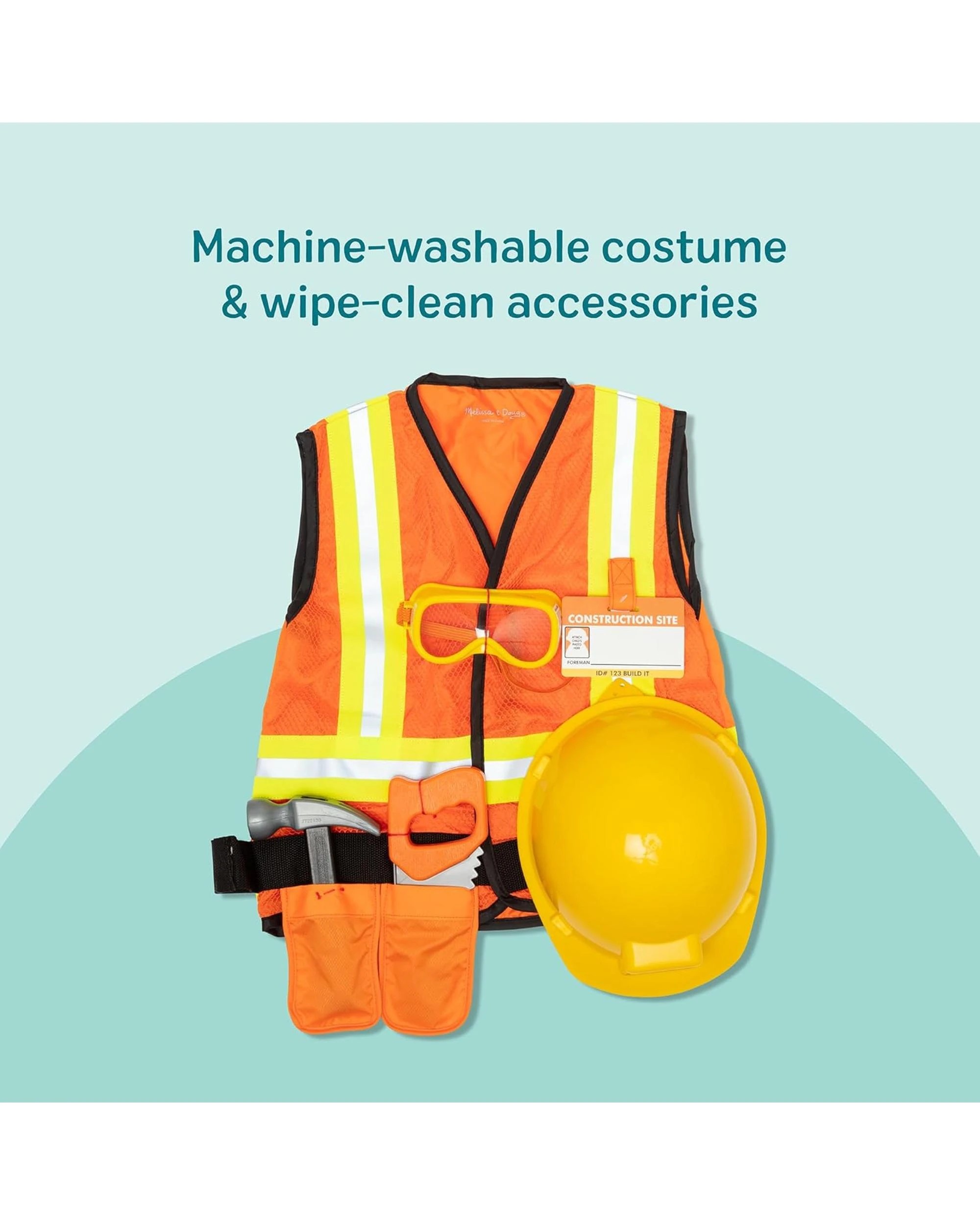 4 Melissa and Doug Construction Worker Costume Set 3 Pack, 4 of 6