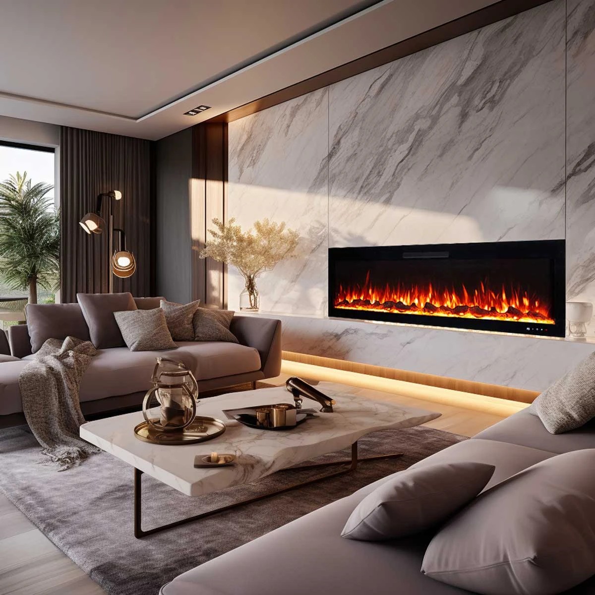1 Moda Living Rocco 60 inch Electric Fireplace - Black, 1 of 5