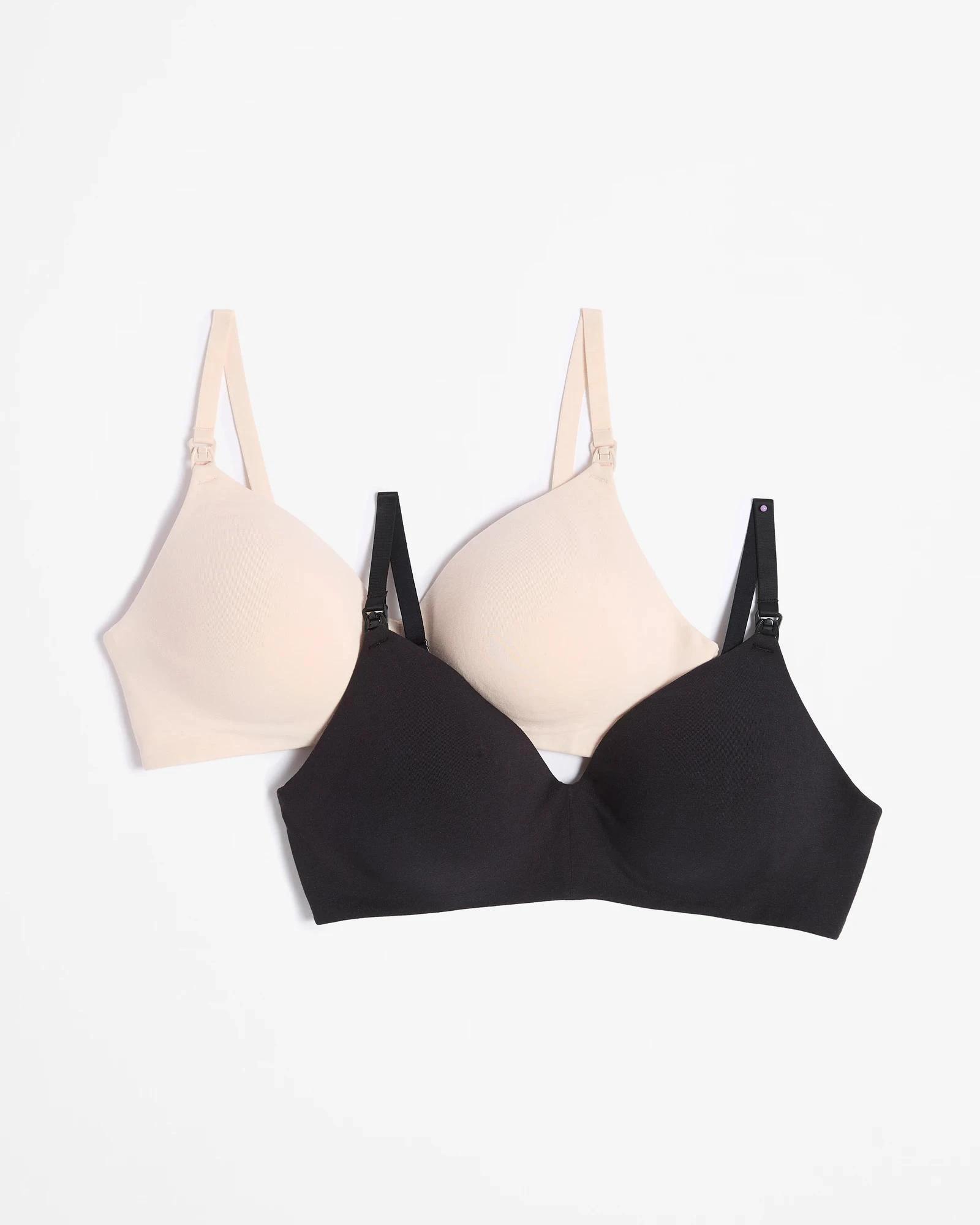 1 Target Maternity Organic Cotton 2 Pack Wirefree T-Shirt Bras BLACK/BARE BEAUTY, 1 of 5
