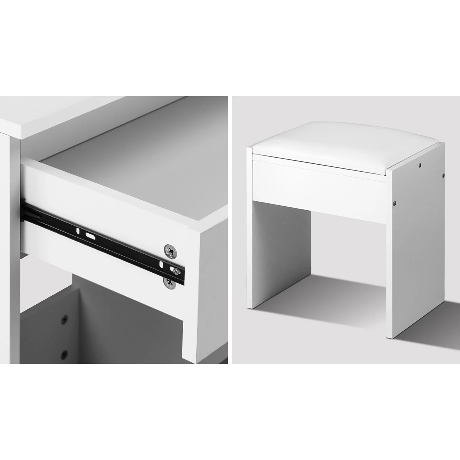 4 Oikiture Dressing Table Stool Set Makeup Desk Mirror Storage 12 Led Bulbs
 - White, 4 of 9