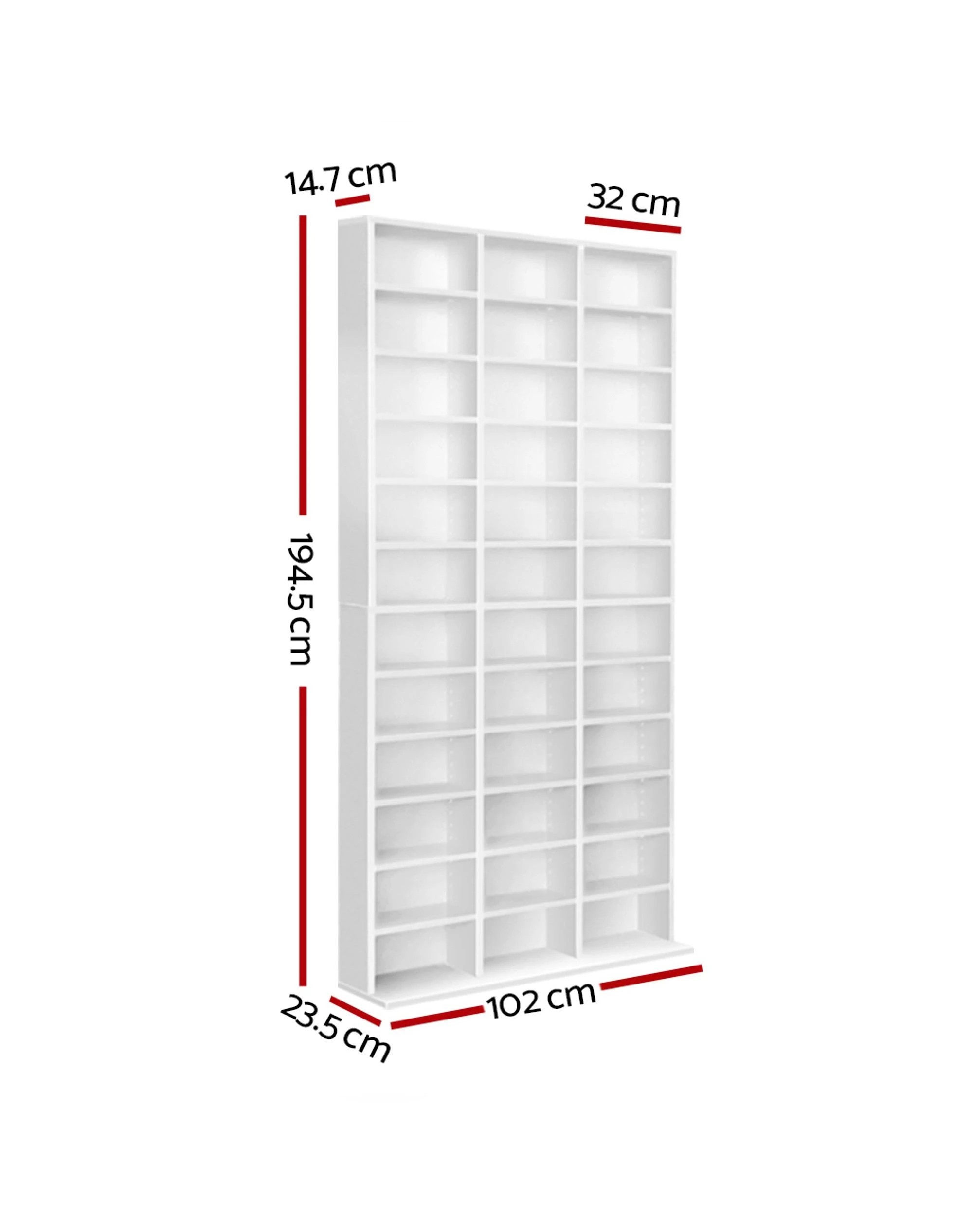 2 Artiss Bookshelf CD Storage Rack Media Tower Home Office Organizer Space Saving Decor Sturdy Easy Assembly - White, 2 of 10