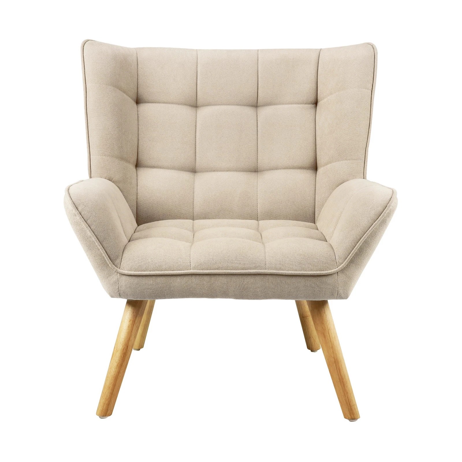7 Oikiture 2x Armchair Accent Chairs Sofa Lounge Fabric Upholstered Tub - Beige, 7 of 10