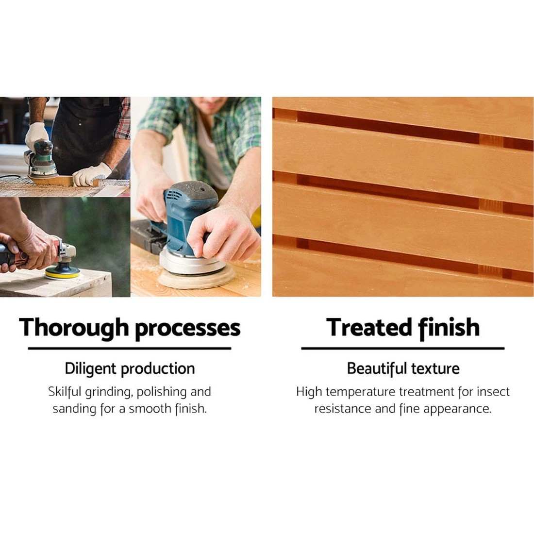 3 Gardeon Outdoor Storage Bench Box Garden Chair 2 Seat Timber Furniture - Gold, 3 of 7