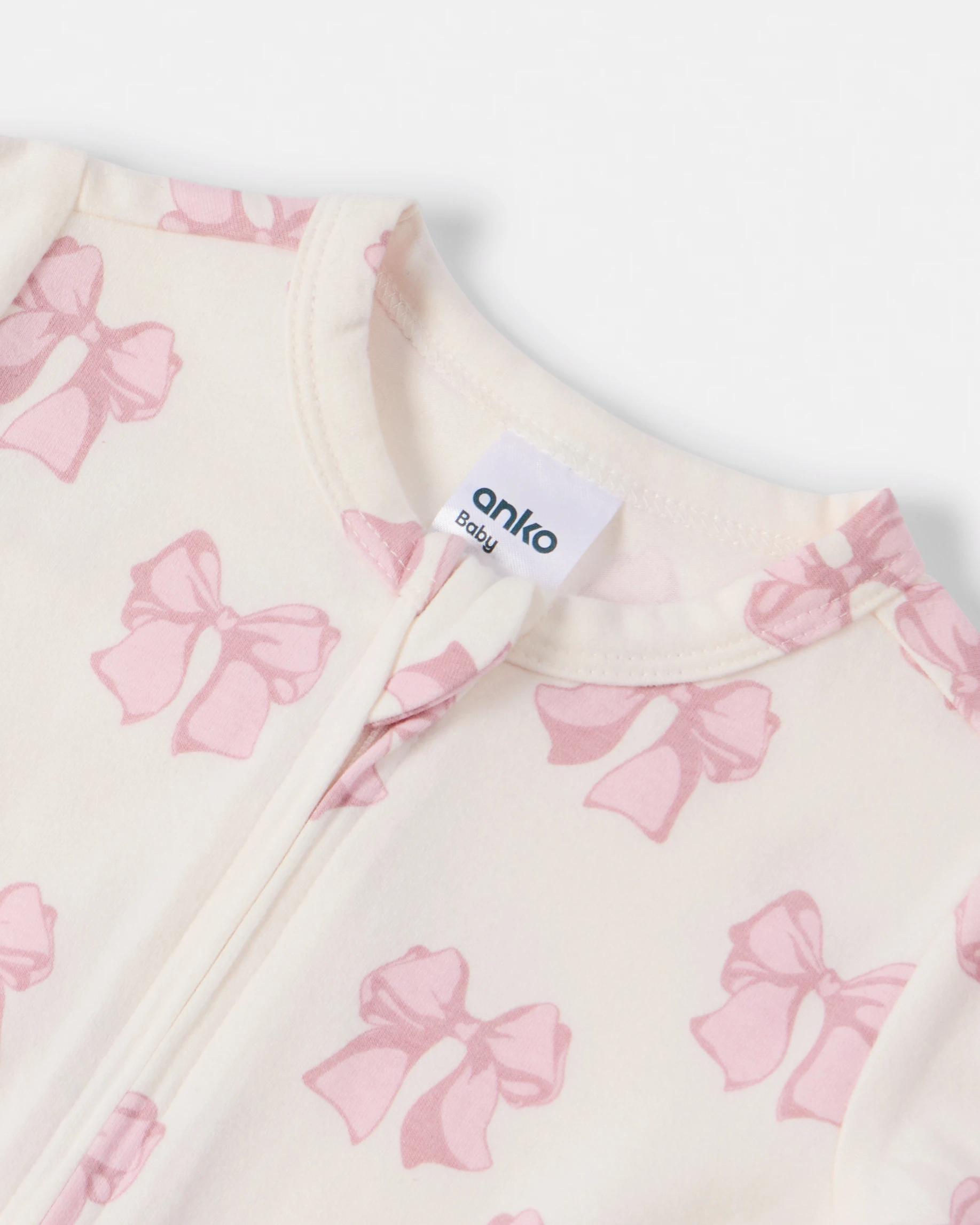 3 Cotton Turn Cuff Coverall Beig Bows, 3 of 3