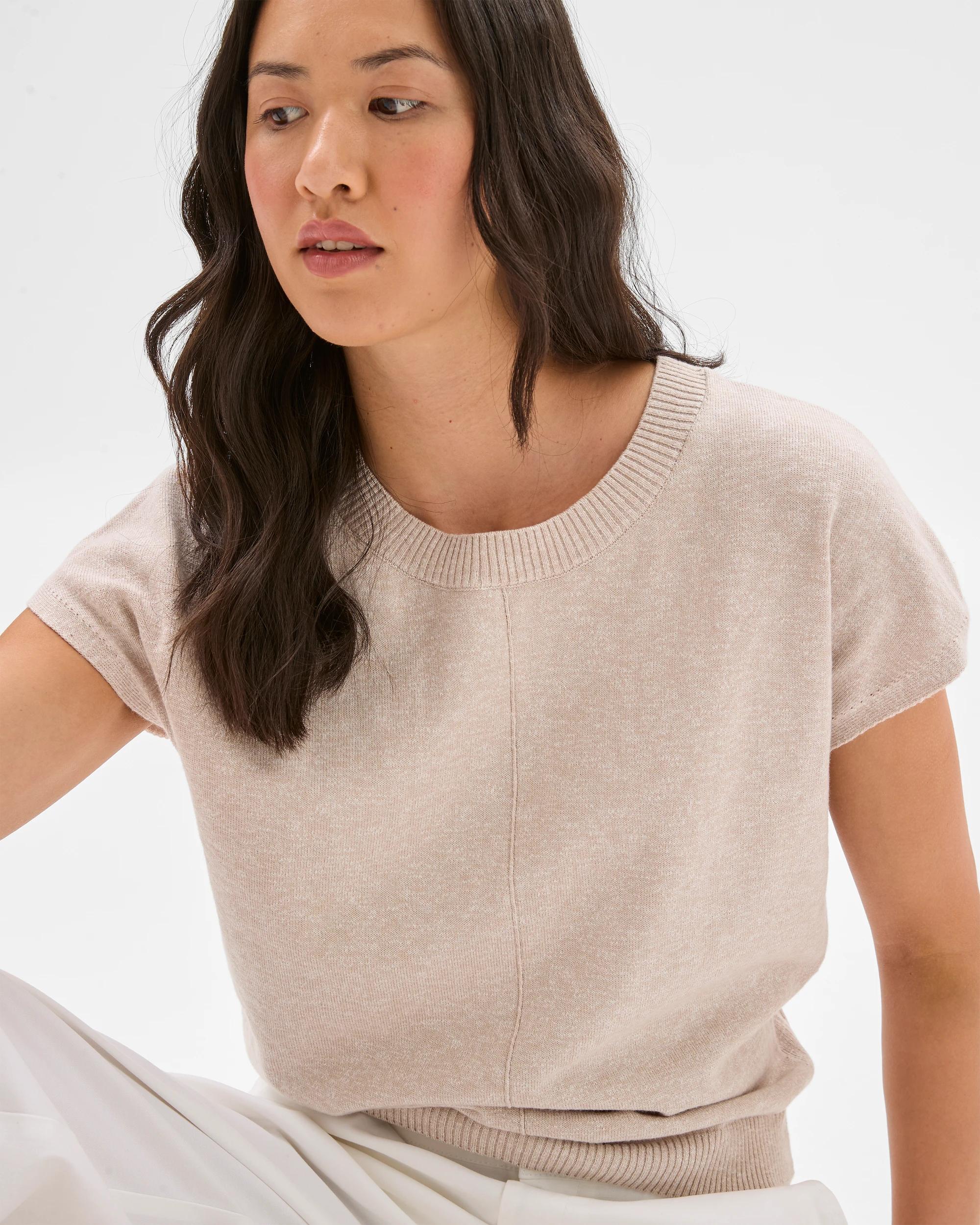 7 Target Australian Cotton Blend Extended Sleeve Knitted T-shirt PEBBLE, 7 of 7