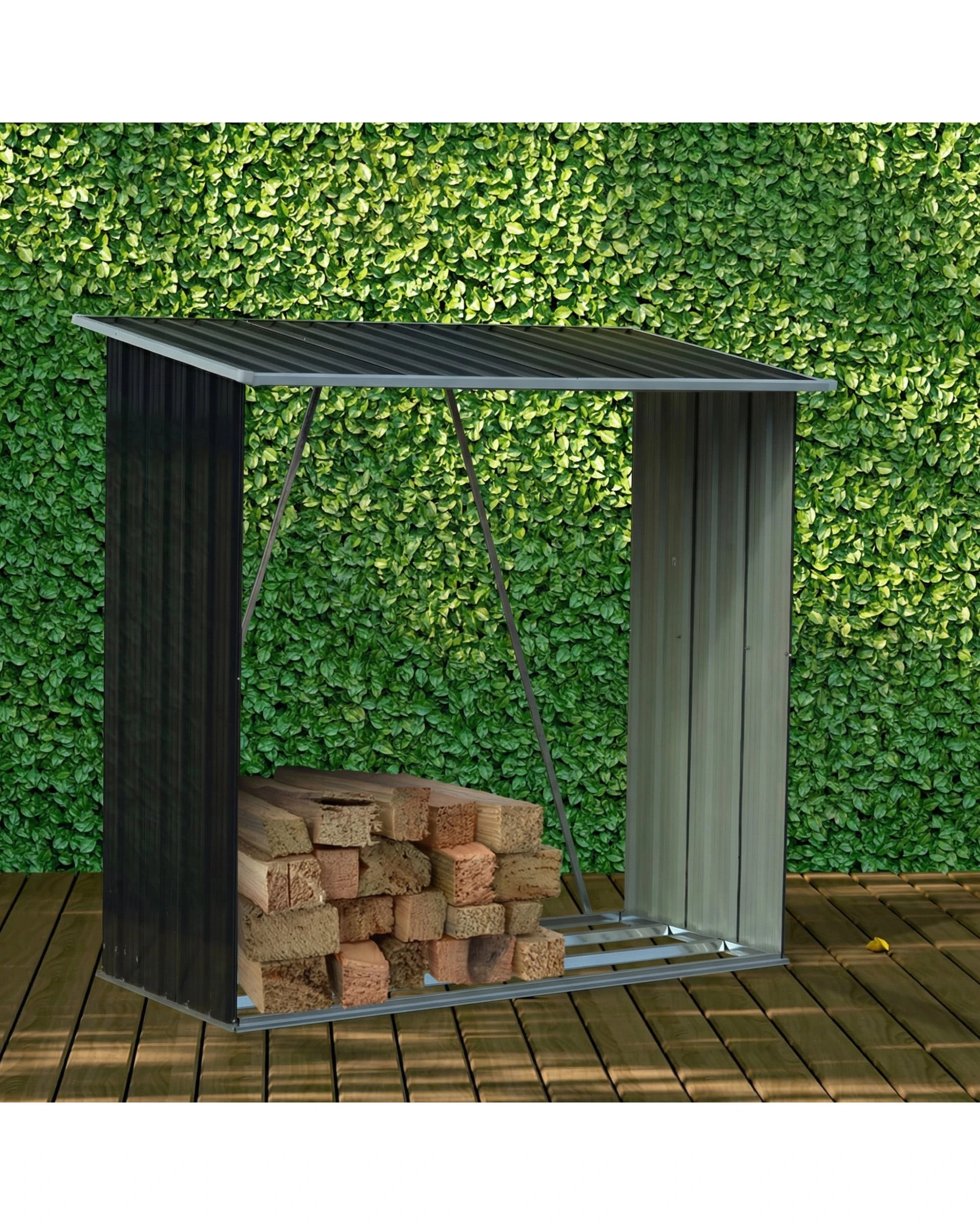 6 Wallaroo Wood Storage Shed Galvanized Steel Sloped Roof - Black, 6 of 7