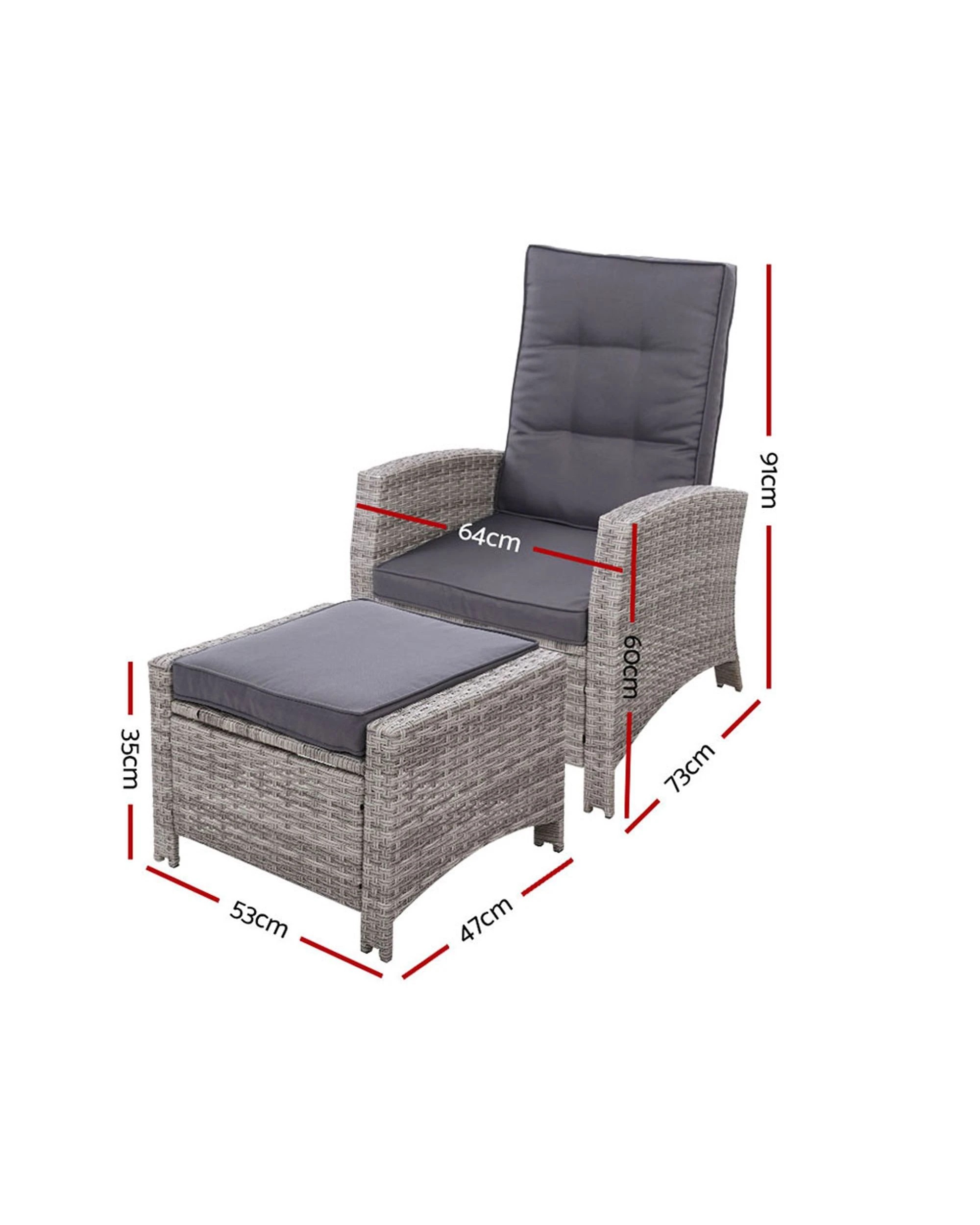 3 Gardeon 2PC Recliner Chairs - Grey, 3 of 6