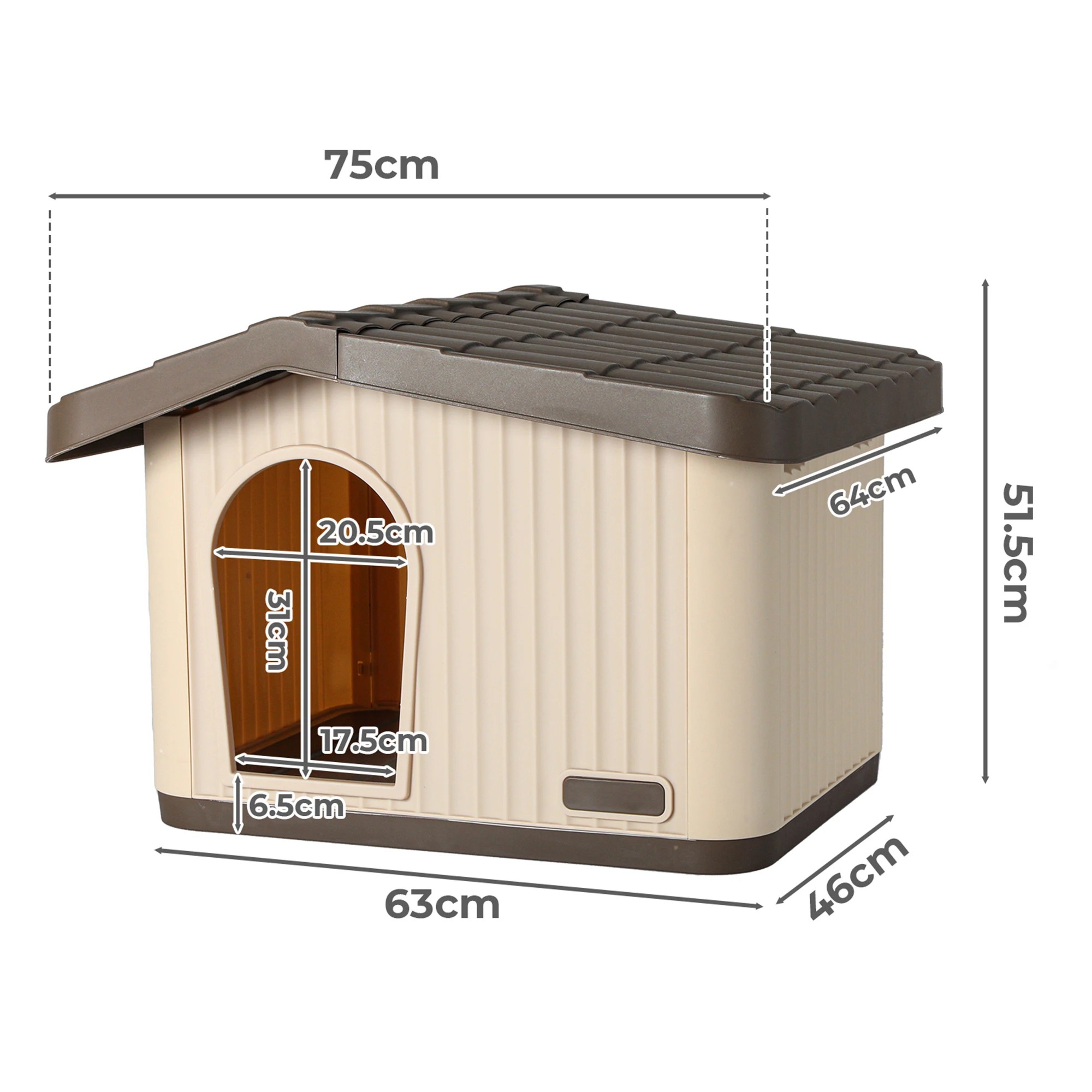 3 Pawz 75X64X52 Plastic Dog House For Small Medium Dogs, 3 of 9