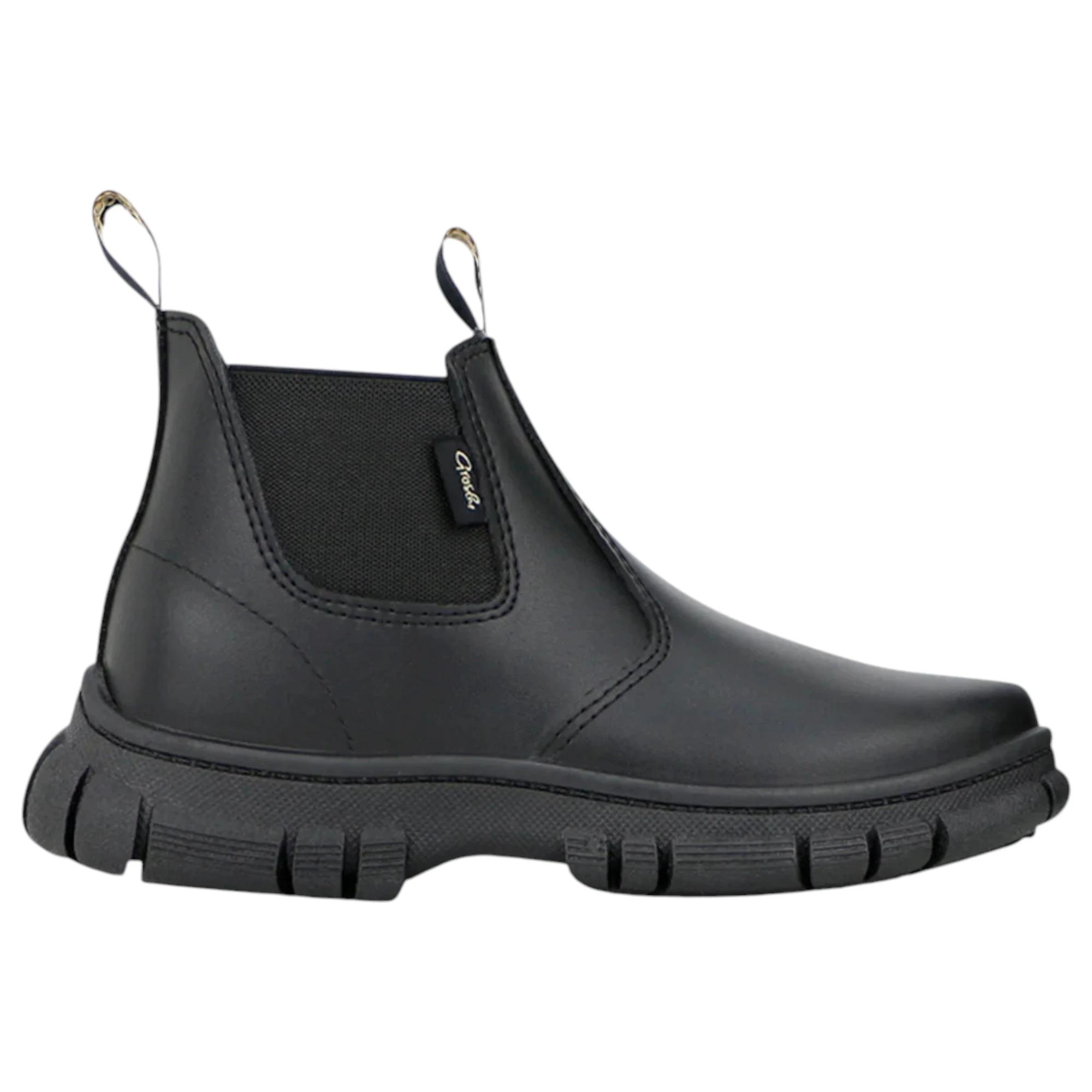 1 Grosby New Ranch Junior Boys Boots Black School Leather Slip On Shoes BLACK, 1 of 4