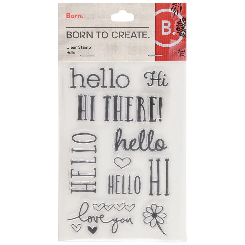1 Born Clear Acrylic Sheet Stamps Hello 105 x 155 mm, 1 of 2