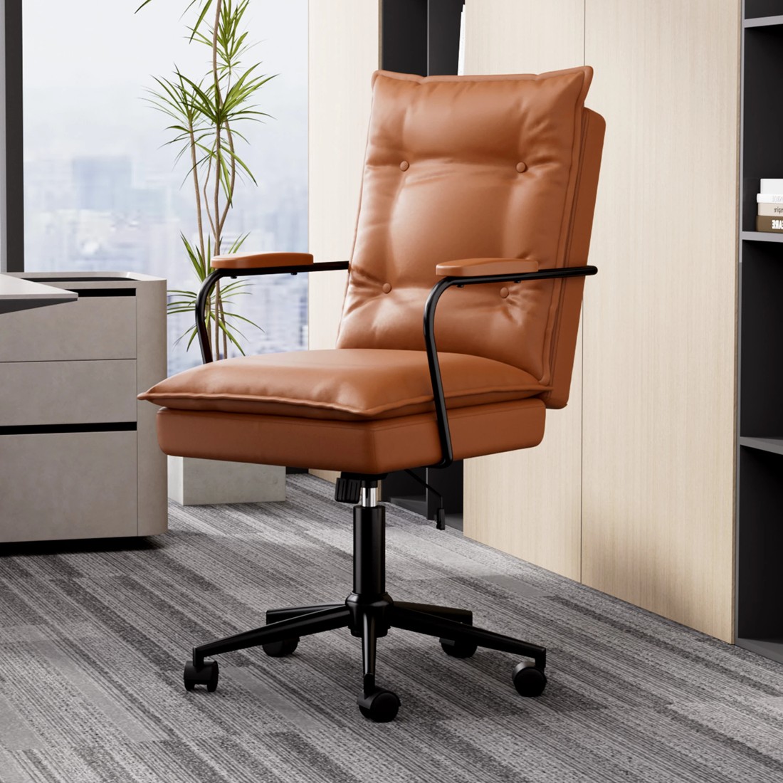 7 Levede Leather Office Chair - Brown, 7 of 7