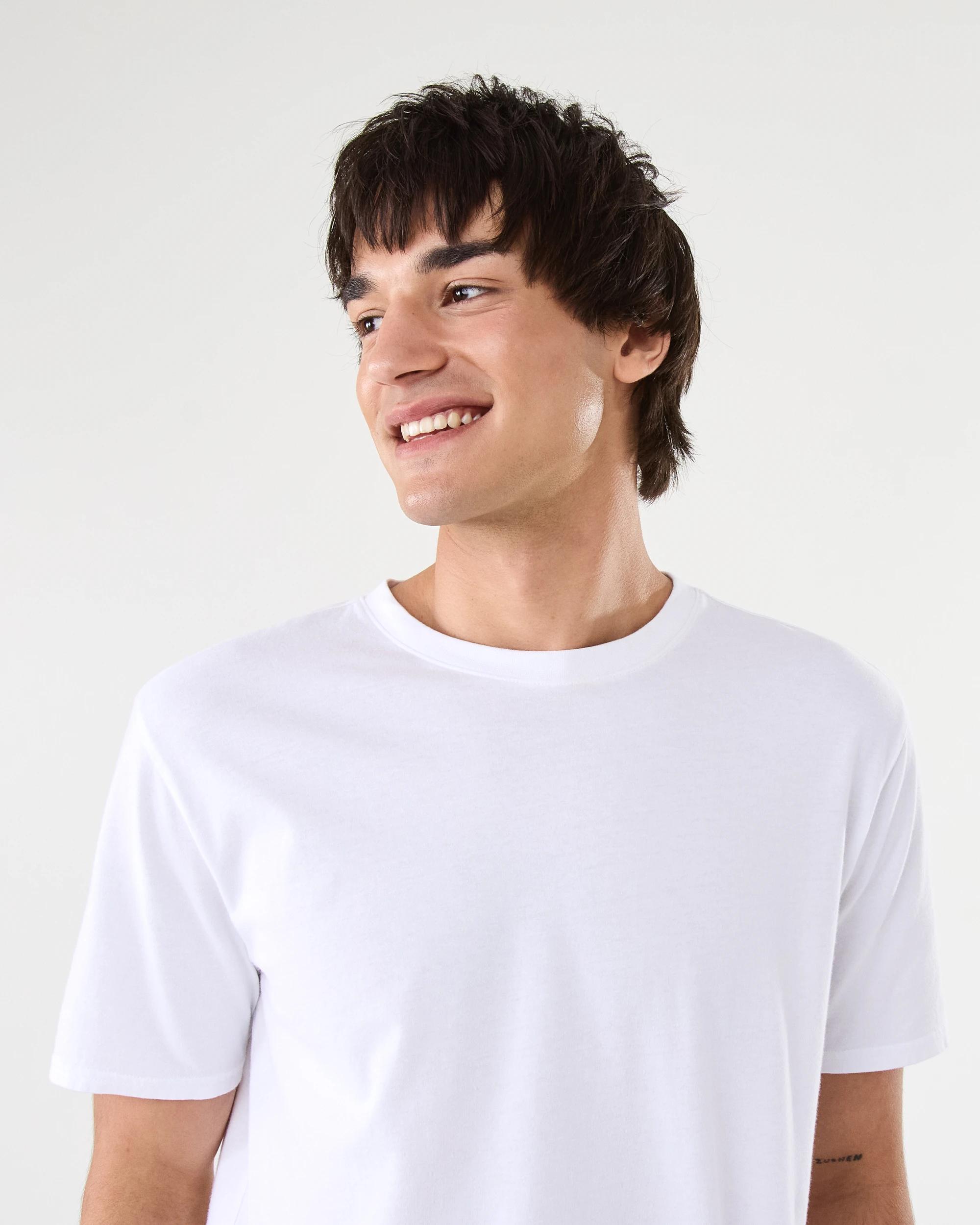 5 Australian Grown Cotton Crew Neck T-shirt WHITE, 5 of 6