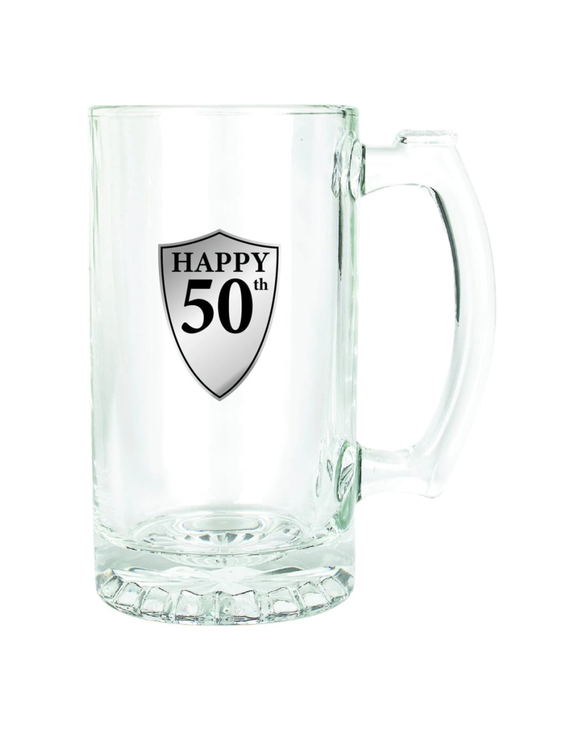 1 LMD Stein With Handle Drinking Glass Happy 50th Badge - Clear, 1 of 1