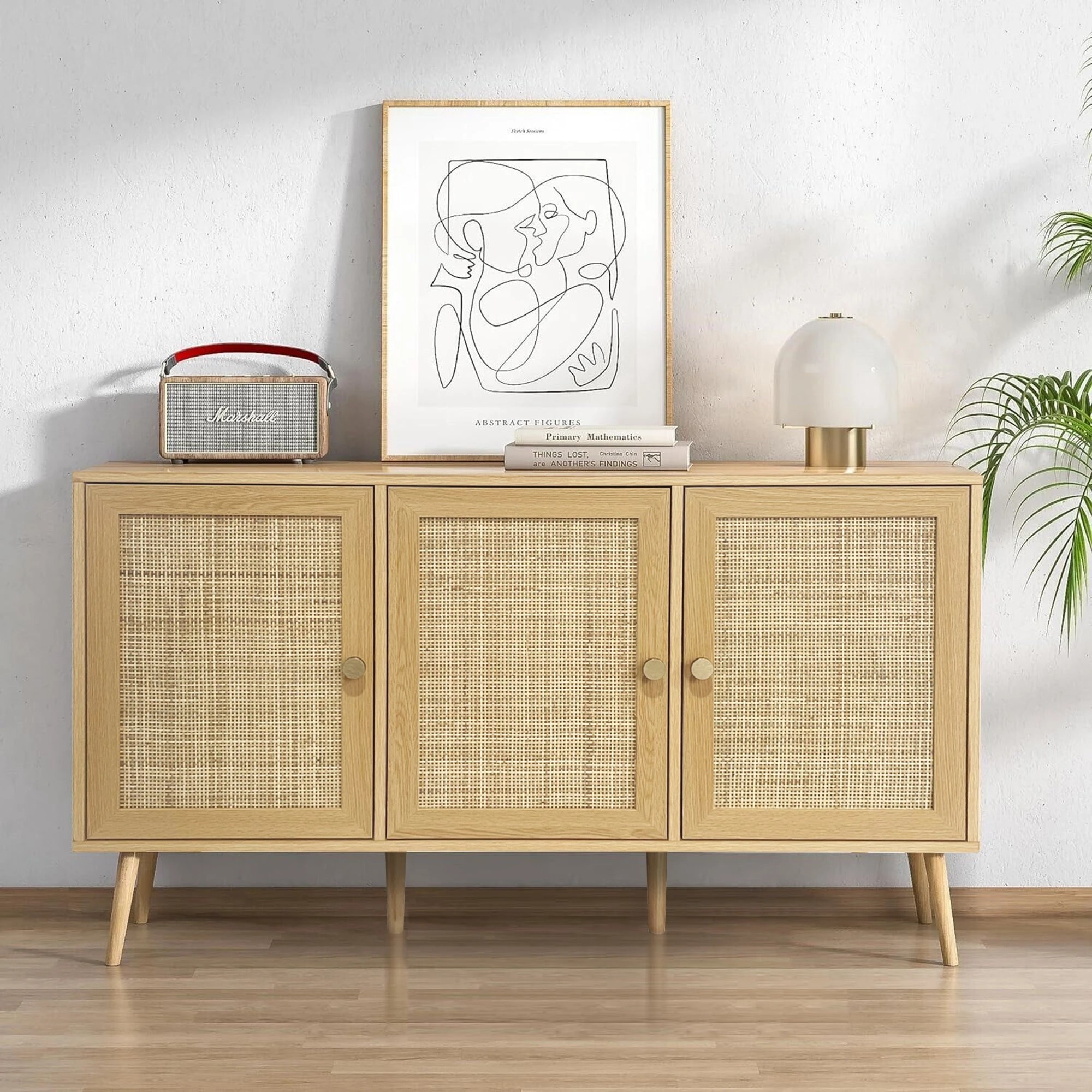 2 Foret Rattan Kitchen Sideboard Cabinet Storage Shelf Organizer Hallway Table, 2 of 10