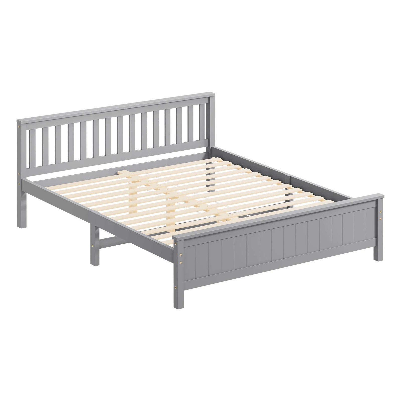 10 Alfordson Bed Frame Wooden King Size Slatted Headboard Timber Fabiano - Grey, 10 of 10