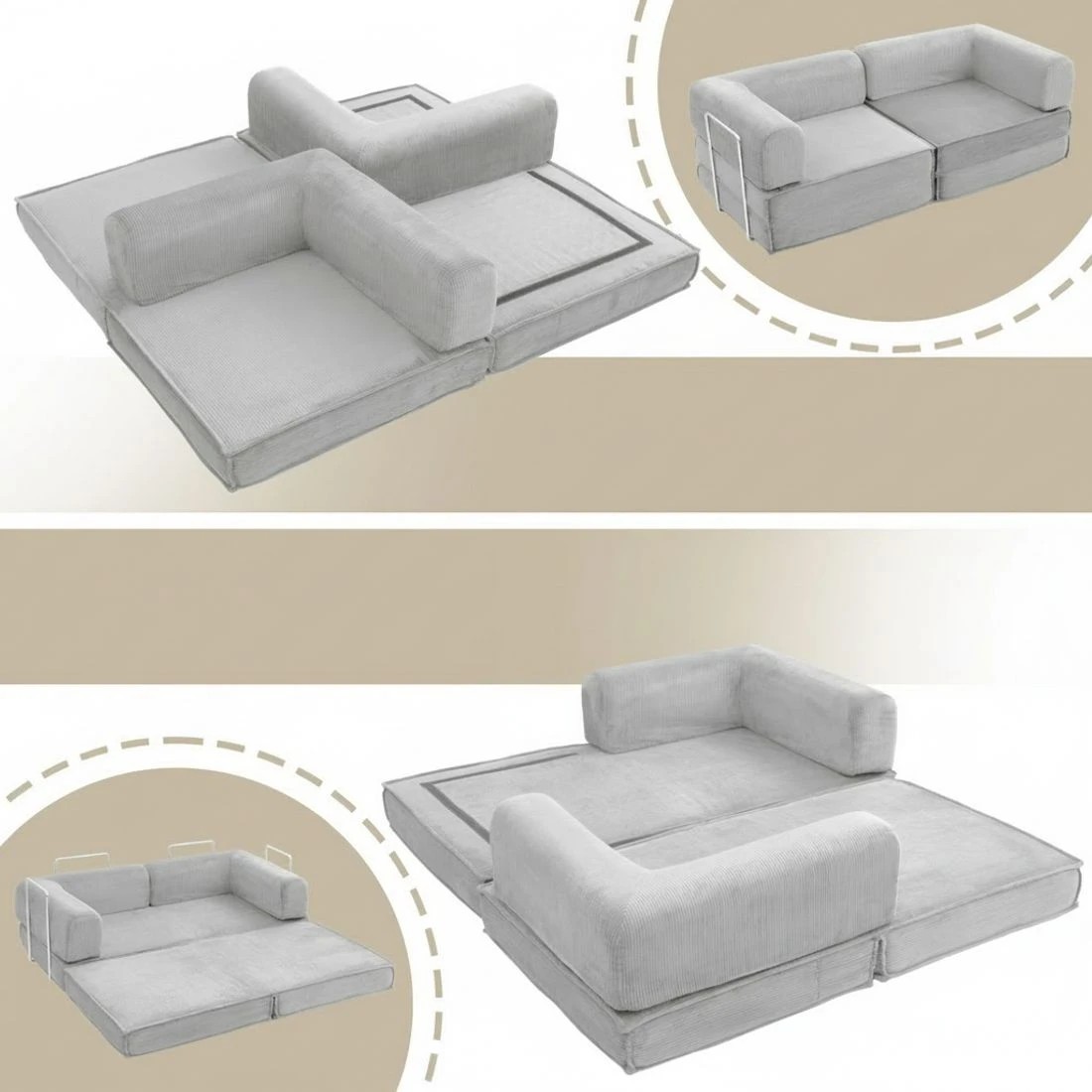 3 Artiss Convertible Folding Sofa Bed - Grey, 3 of 5