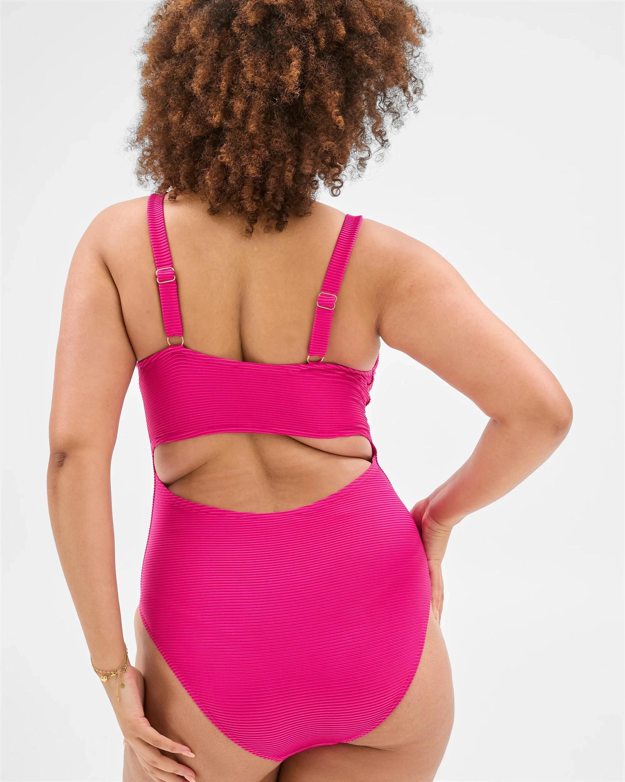 10 Target Resort Textured V-Neck One Piece Bathers FUCHSIA, 10 of 10