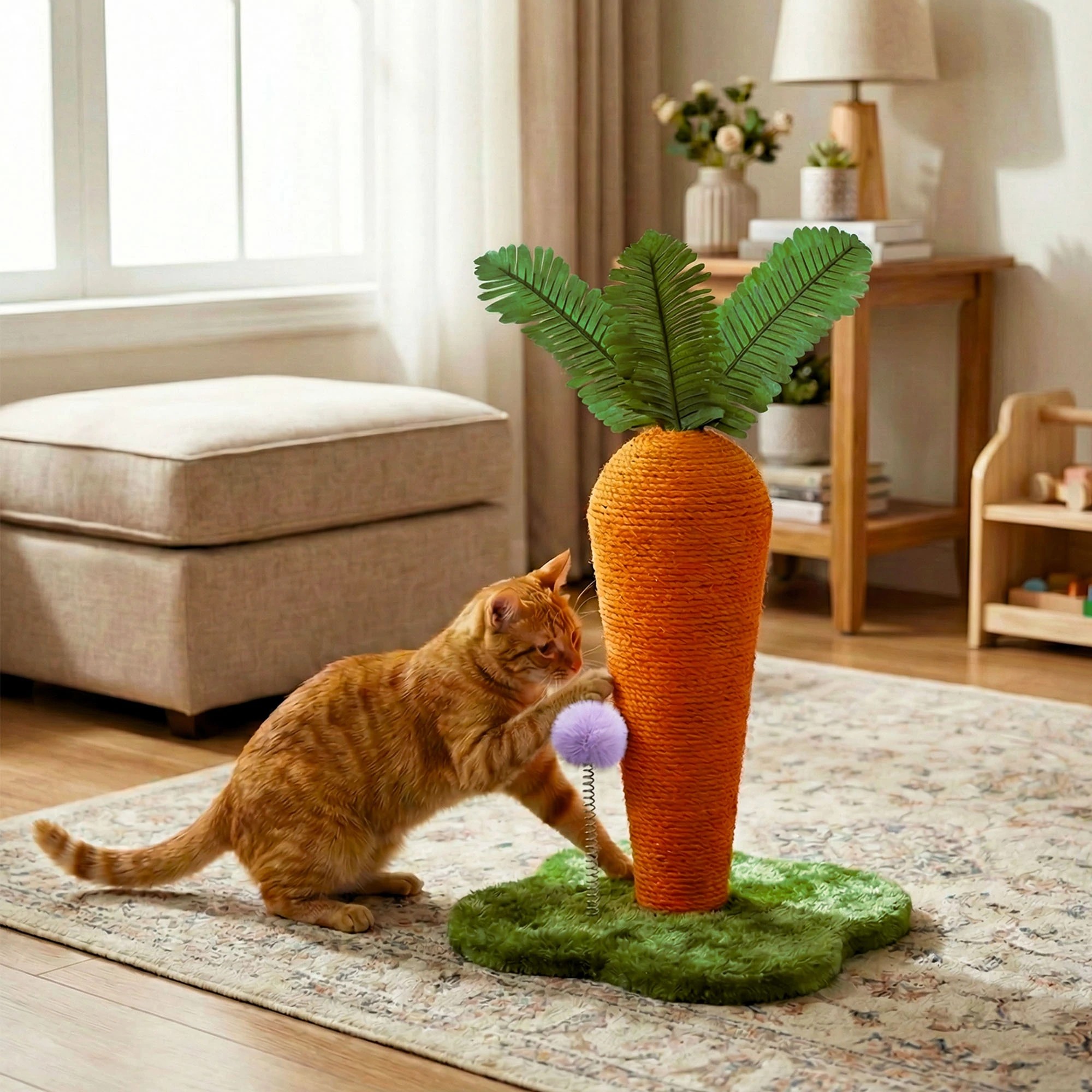7 Pawz Cat Scratching Post Cute Carrot - Orange, 7 of 9