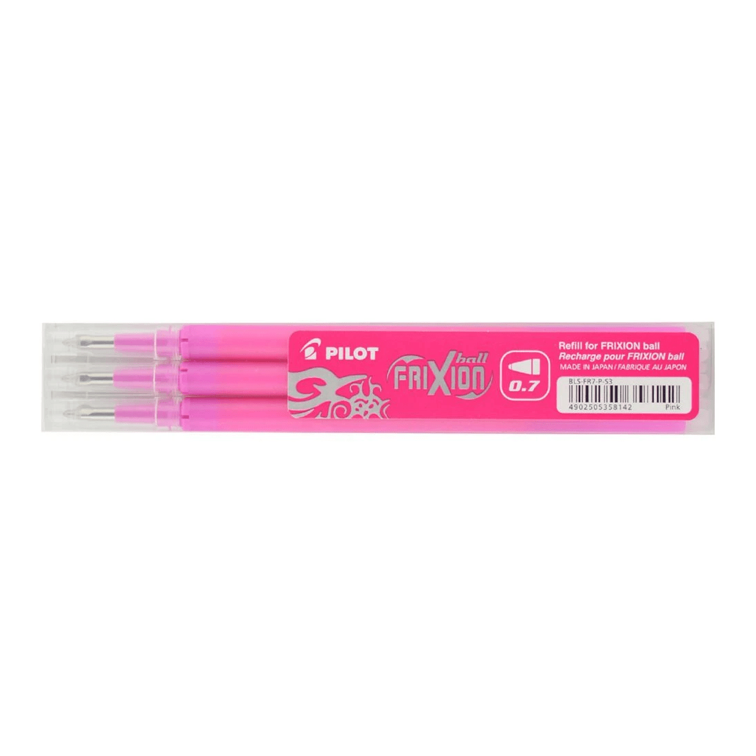 1 PILOT Frixion Erasable Gel Ink Refill 0.7mm Pink 3 Pack, 1 of 3