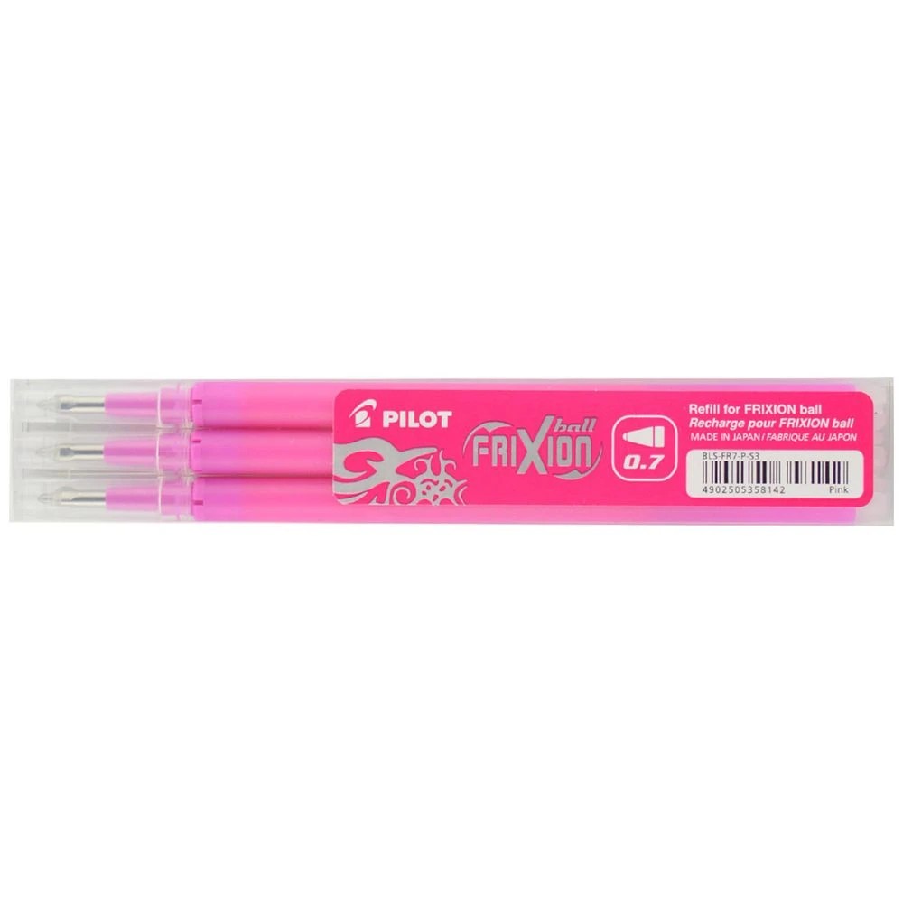 1 PILOT Frixion Erasable Gel Ink Refill 0.7mm Pink 3 Pack, 1 of 3