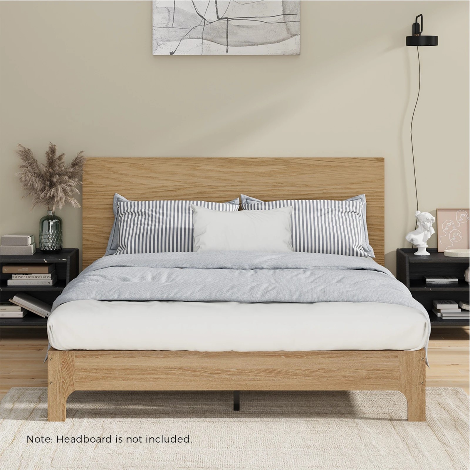 4 Oikiture Bed Frame Wooden Mattress Base Platform Beds - Queen Bed - Natural, 4 of 9