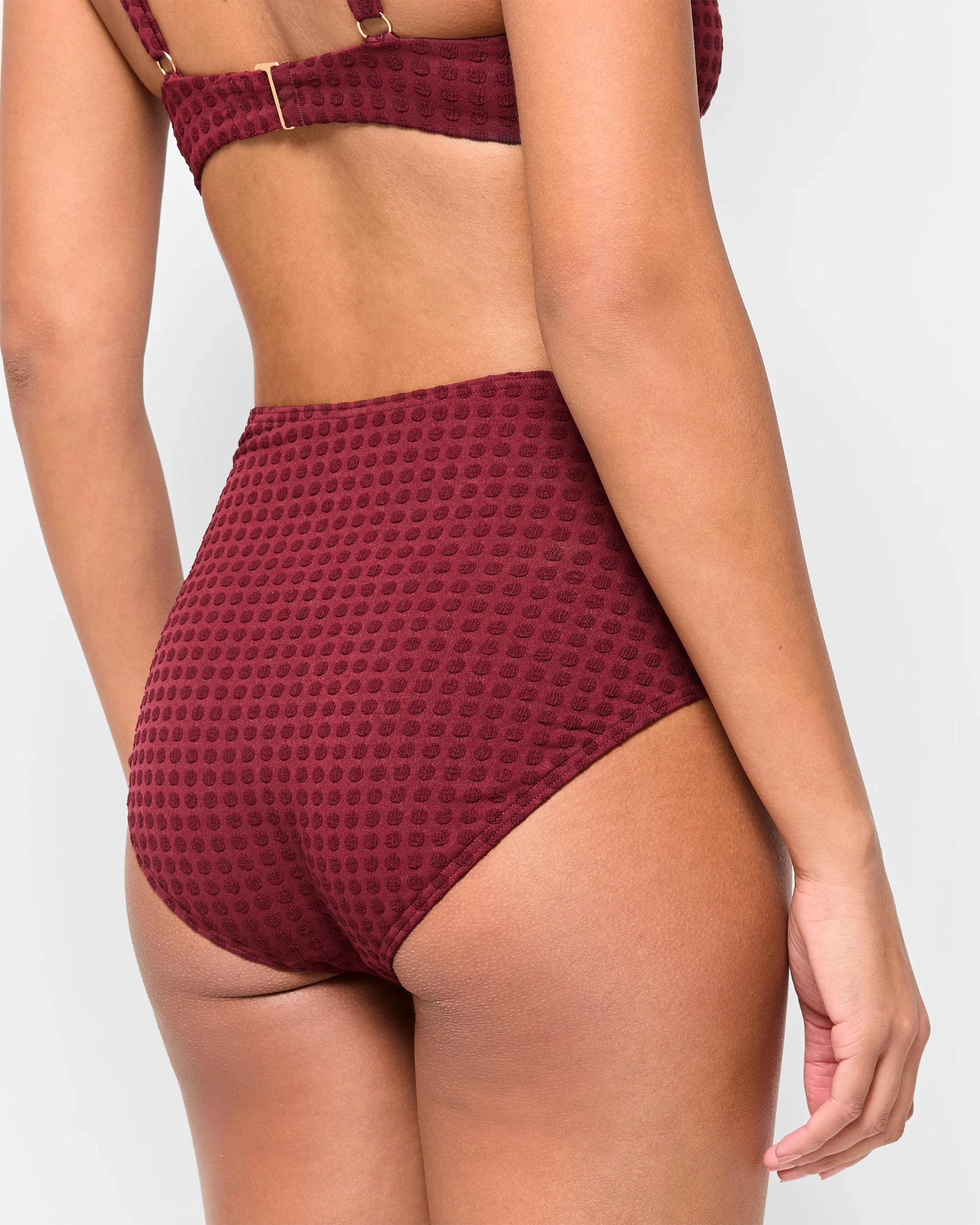 4 Target High Waisted Textured Spot Bikini Bottoms - Shape Your Body MERLOT, 4 of 8