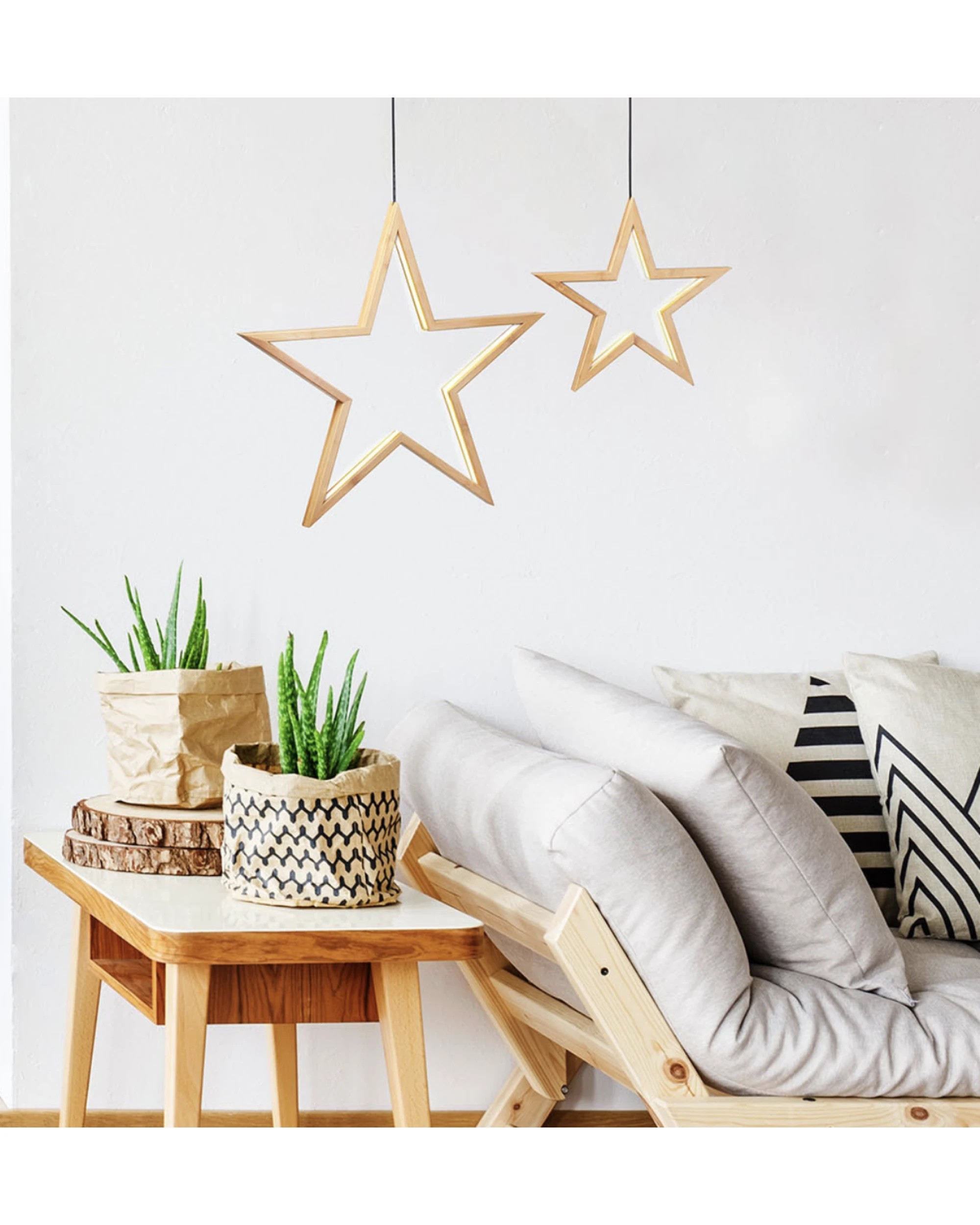 3 Br Home Large Ceiling Bamboo Star Led Hanging Lamp Natural Home Decor Lighting Pendant, 3 of 6