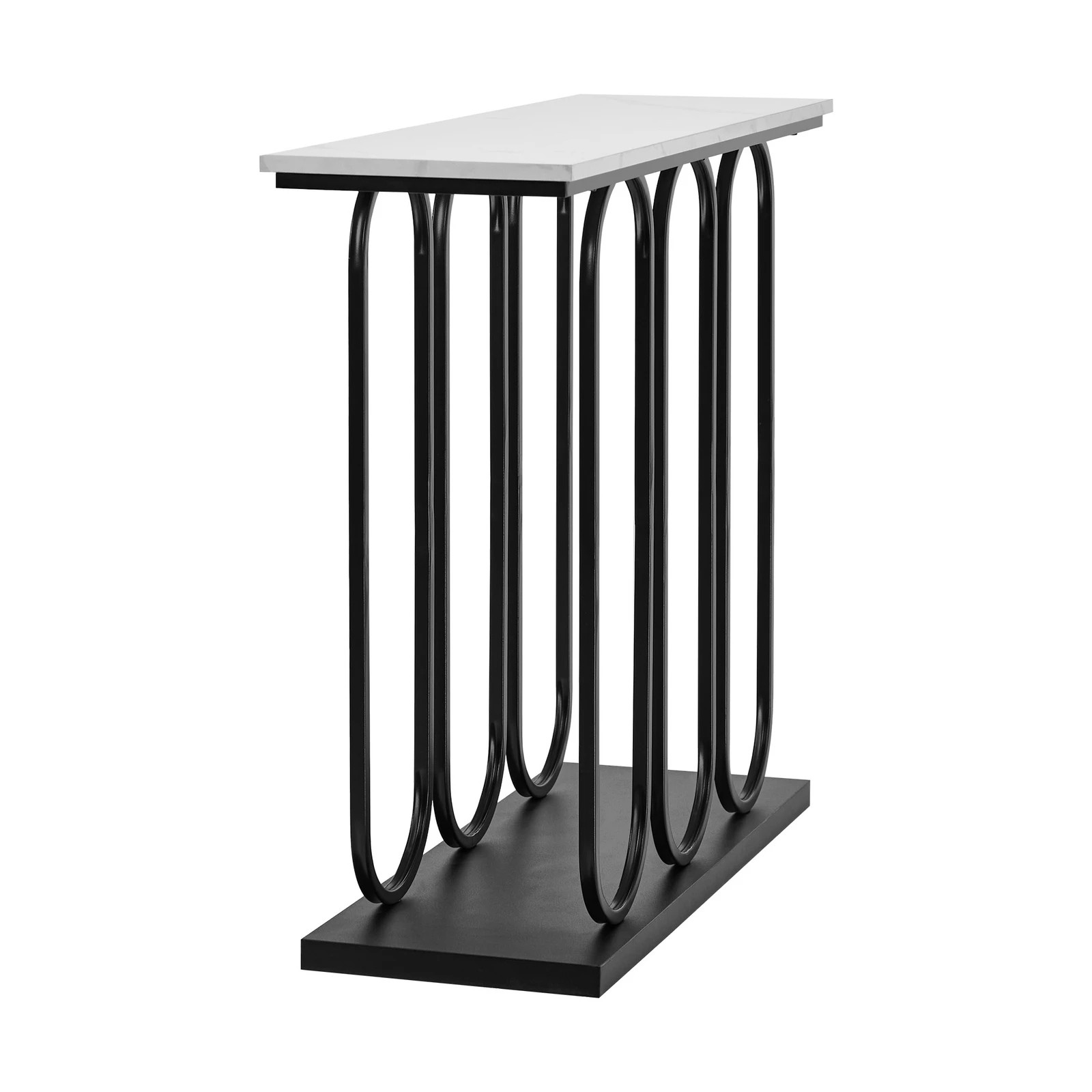 8 Oikiture Console Table Faux Marble Effect Entry Table Hallway Display - Black, 8 of 8