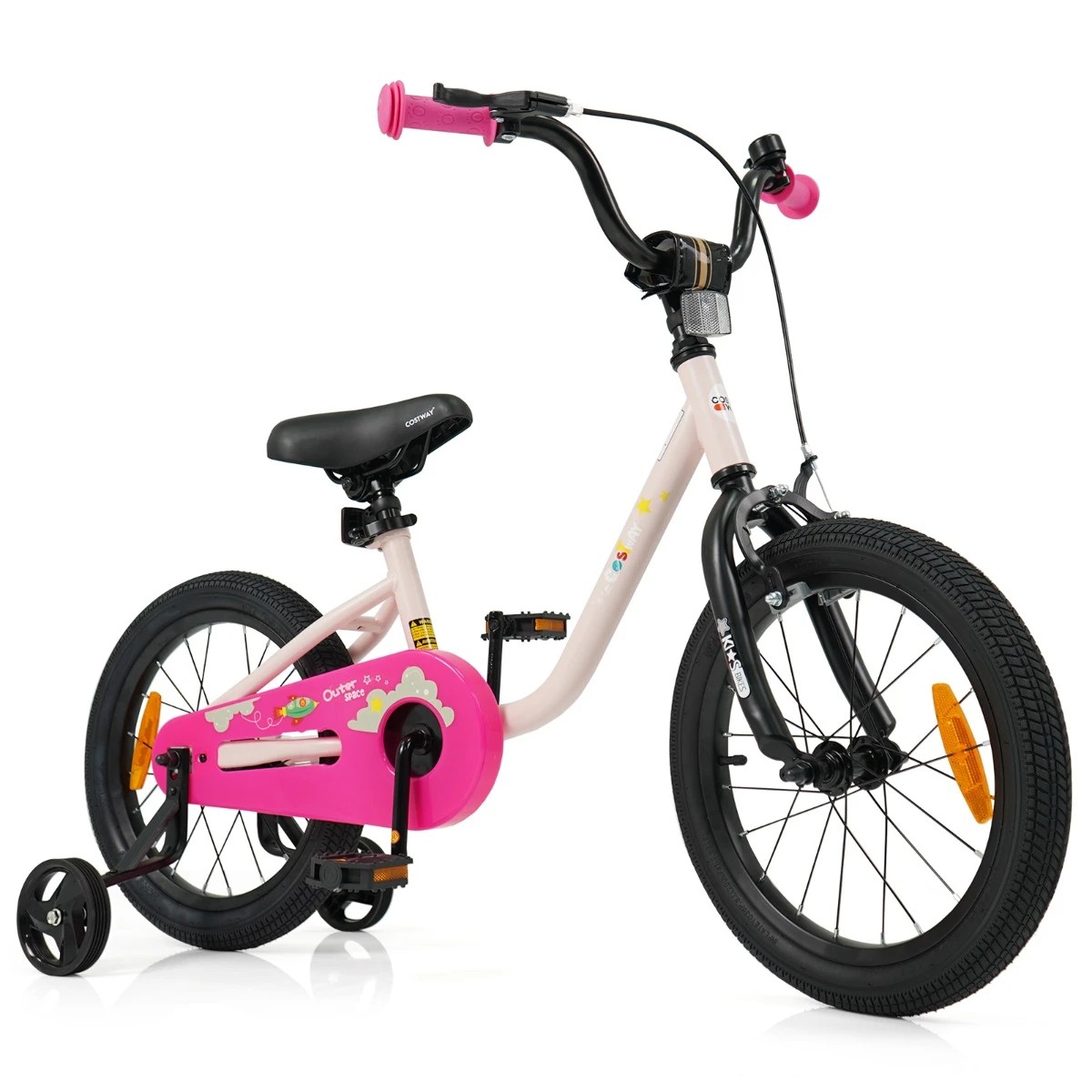 1 Costway 40cm Kids Bike Children Bicycle w/Training Wheel & Adjustable Seat - Pink, 1 of 3