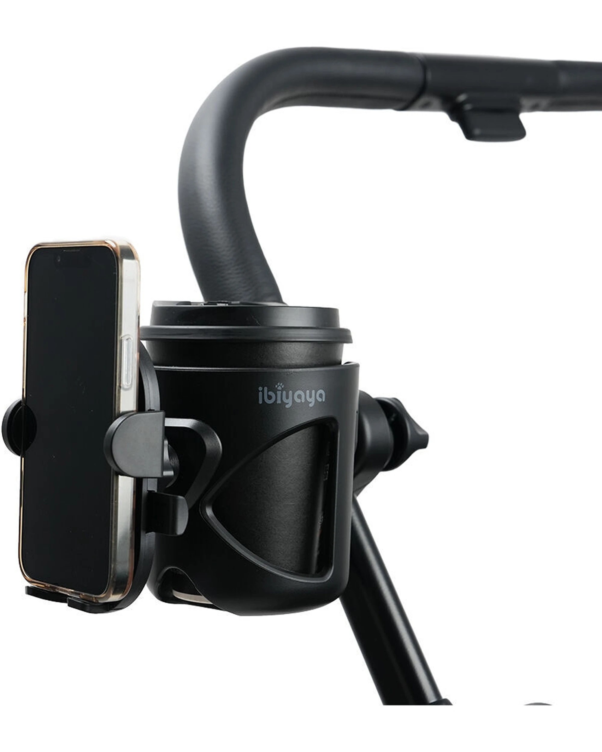 3 Ibiyaya 2 in 1 Cup and Universal Phone Holder for Pet Strollers Secure Grip - Black, 3 of 3