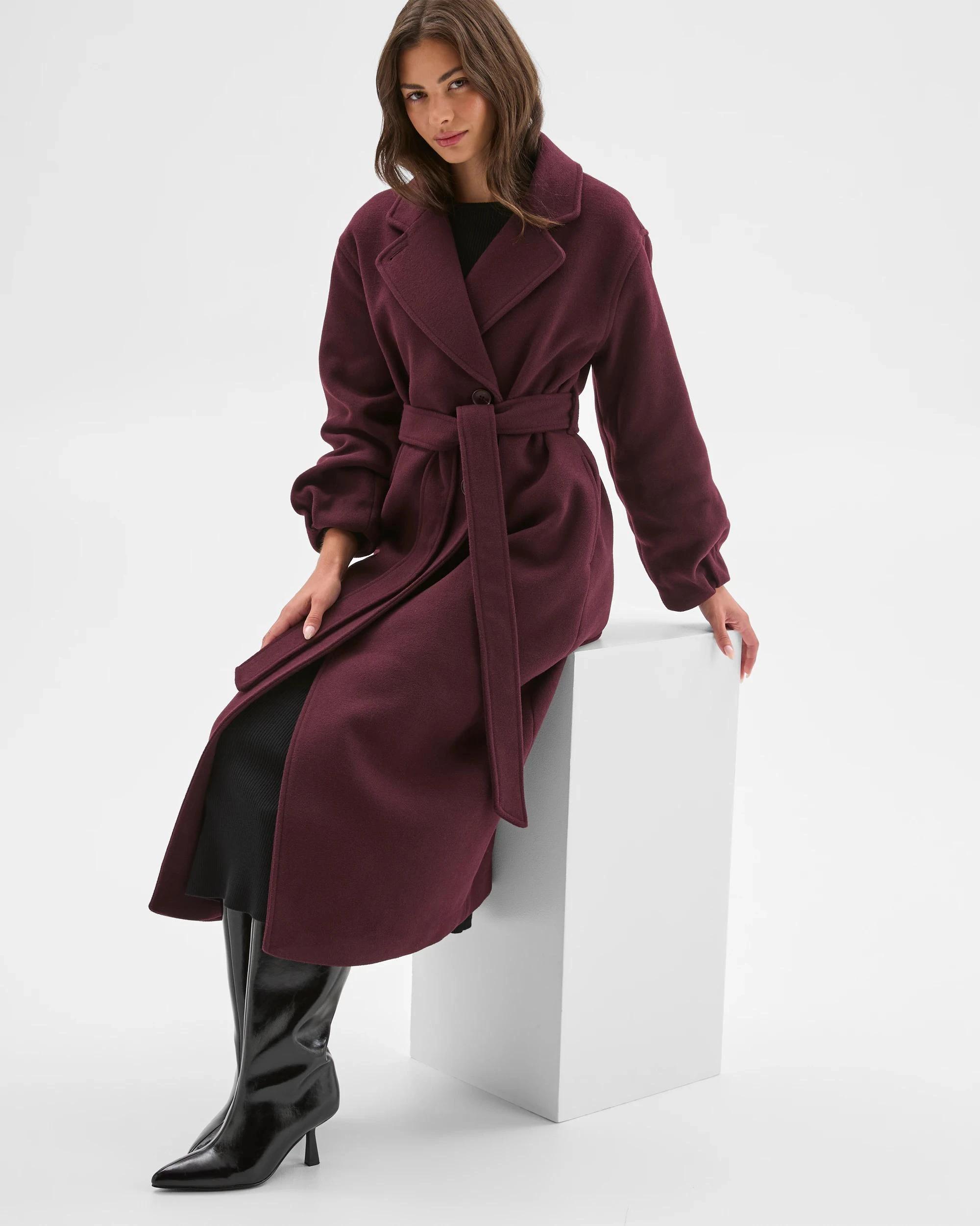 8 Target Petites Petites Long Sleeve Wrap Coat PINOT BURGUNDY, 8 of 8