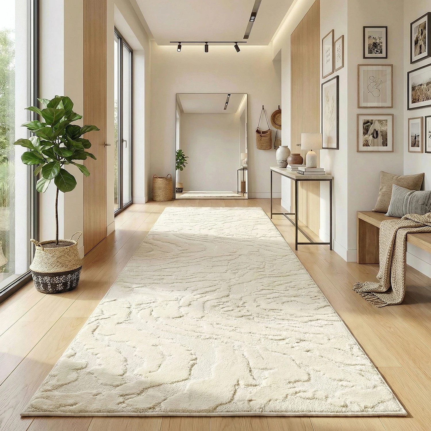 1 Common Ground Rugs Sanctuary Nyla 400x80cm - Large Runner Rug - White, 1 of 7