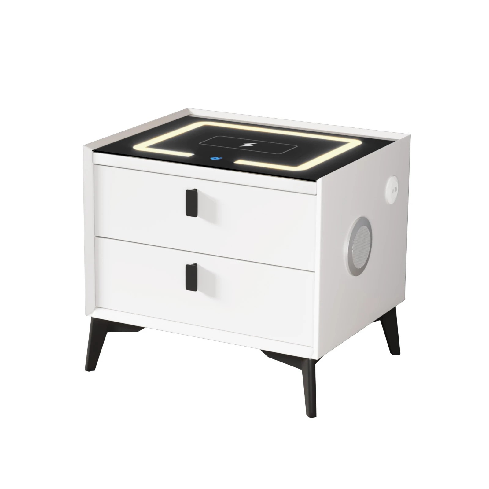 1 Oikiture Smart Bedside Table Led Wireless Charging 2 Drawers Nightstand
 - White, 1 of 7