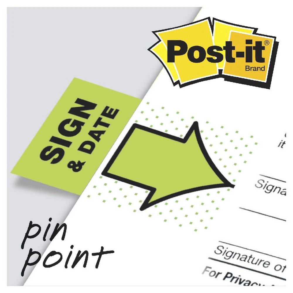 2 Post-it Sign & Date Flags 25x43mm Green 2 Pack, 2 of 2